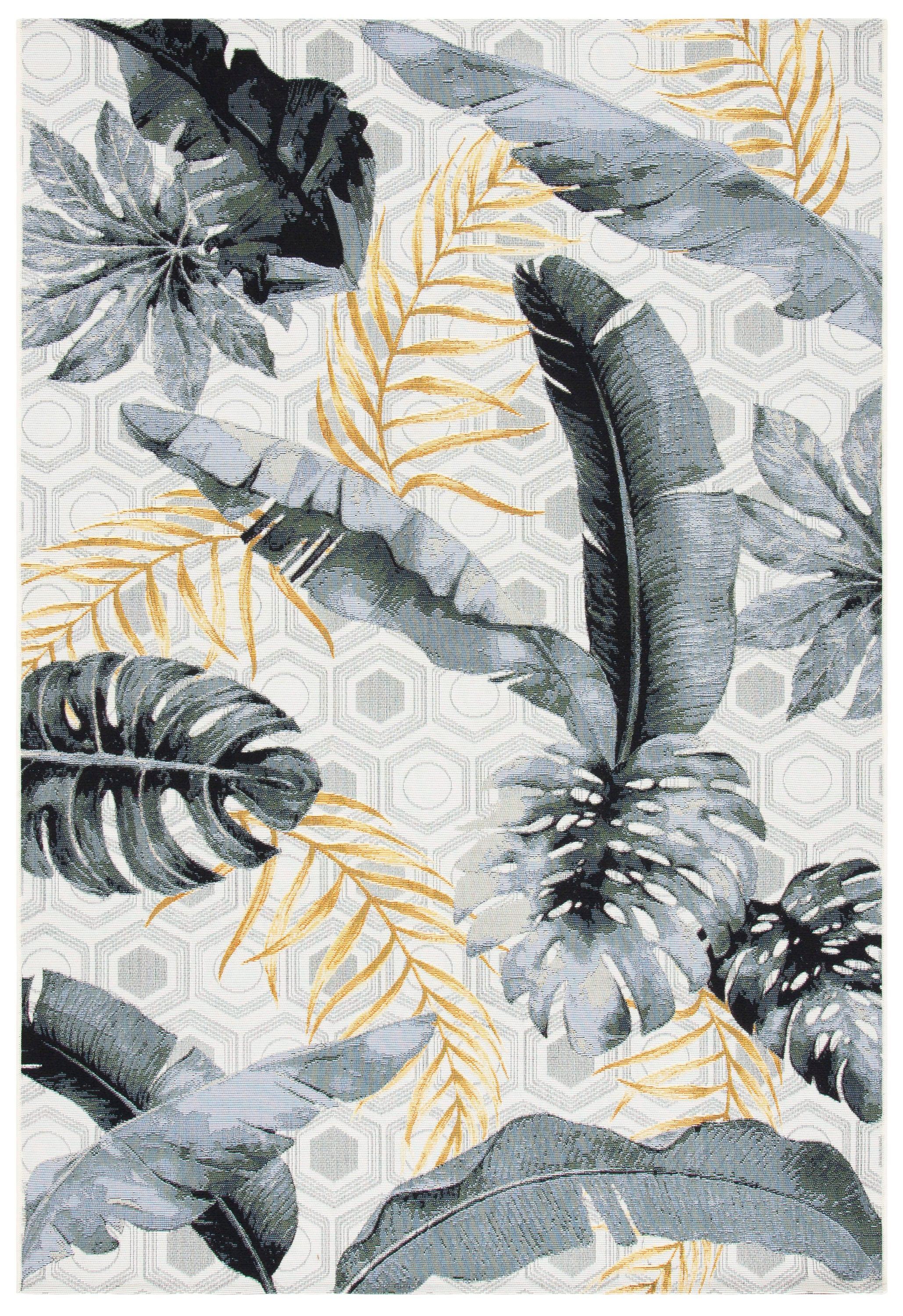 Barbados BAR524 Power Loomed Indoor/Outdoor Area Rug - Grey/Gold - 6'6"x9'4" - Safavieh.