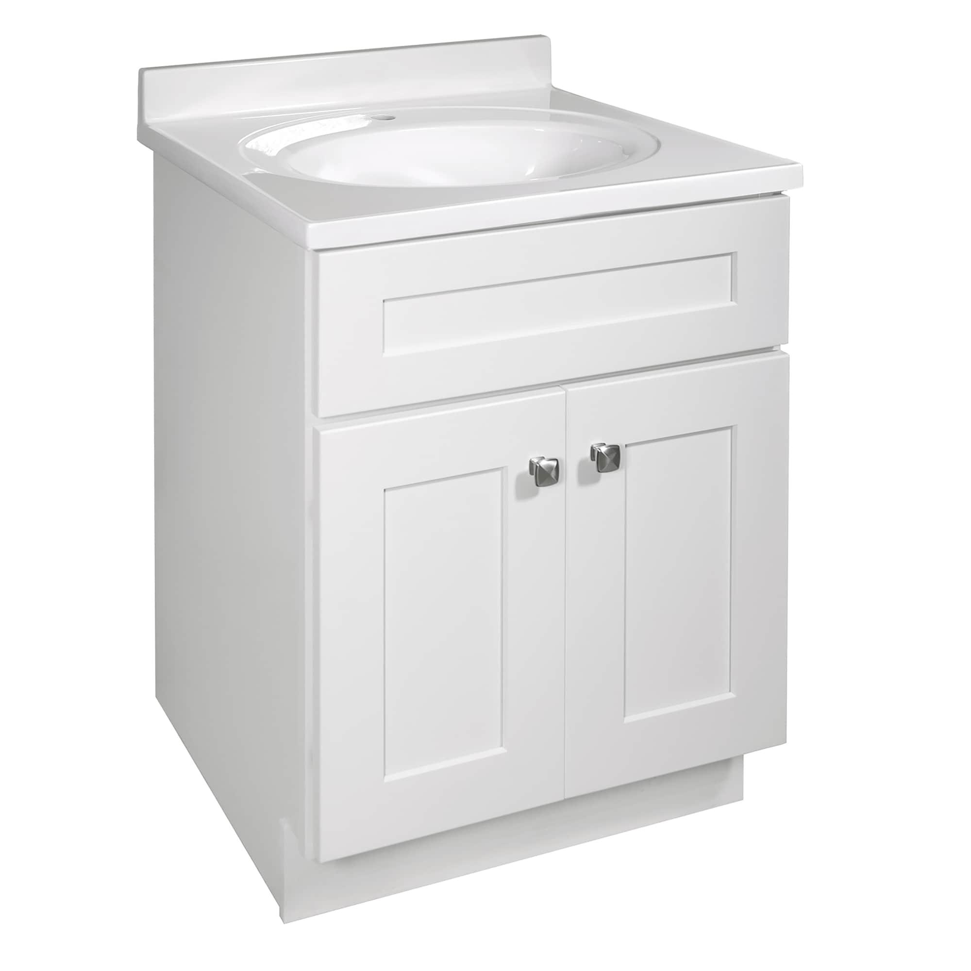 Brookings 24 Inch Bathroom Vanity, Ready to Assemble, Solid Wood, Sherwin Williams® White – Design House, 586933