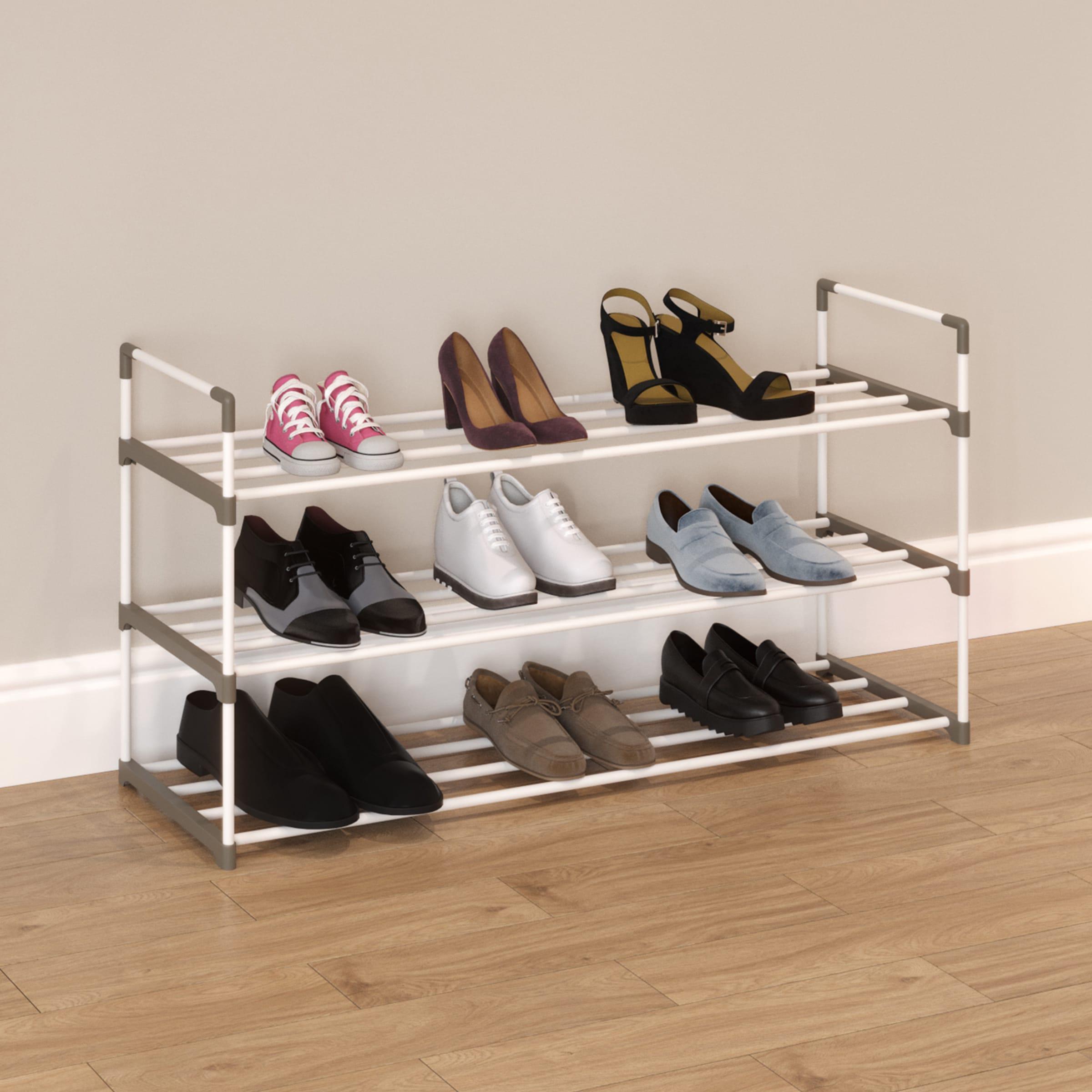 Home-Complete 3-Tier Shoe Rack for 15 Pairs, White