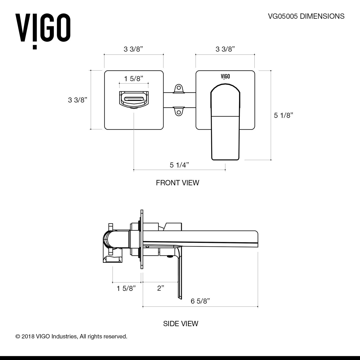 VIGO Atticus 5" H Single Handle WaterSense Wall Mount Bathroom Faucet VG05005MB