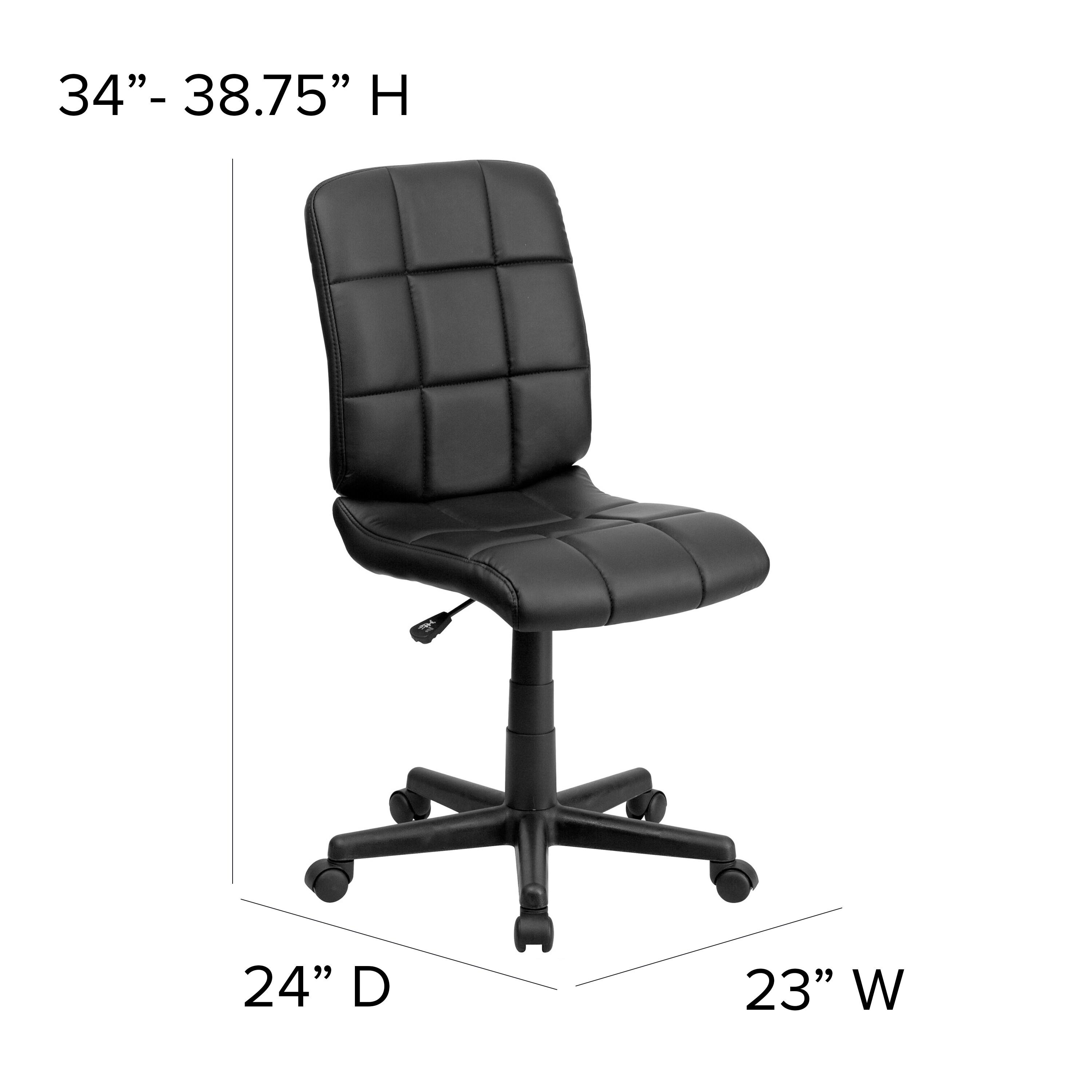 Flash Furniture Clayton Mid-Back Tufted Vinyl Upholstered Swivel Desk Chair with Padded Seat, Black