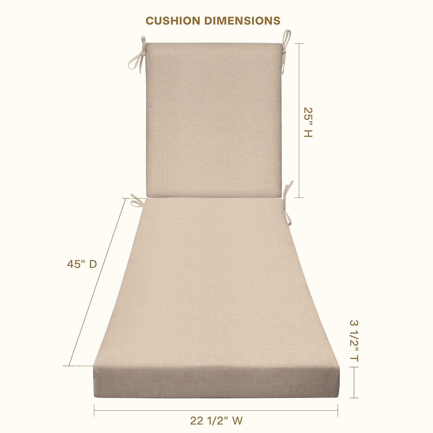 Textured Solid Almond Chaise Lounge Cushion
