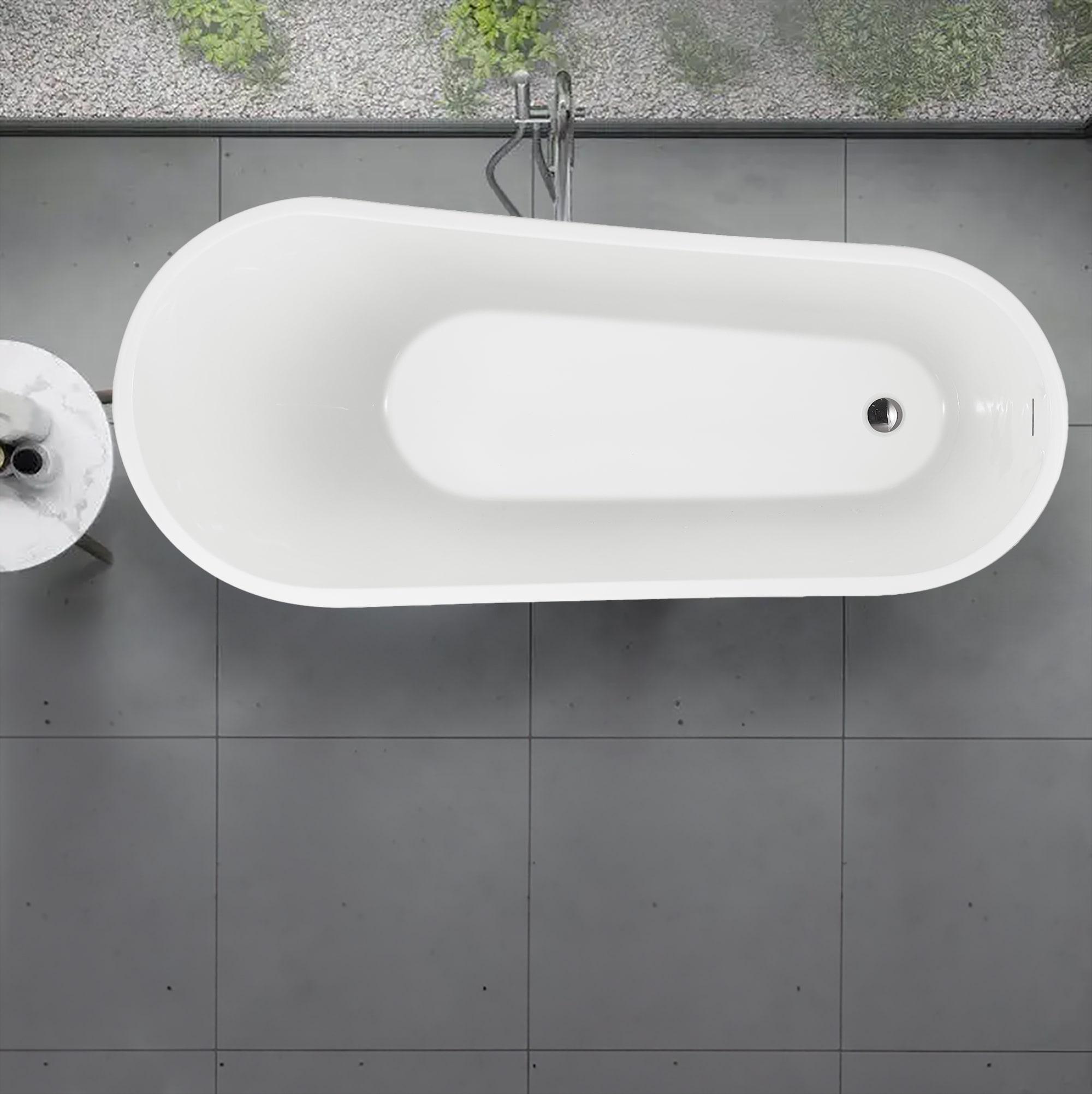 67" x 30" Freestanding Soaking Fiberglass Bathtub