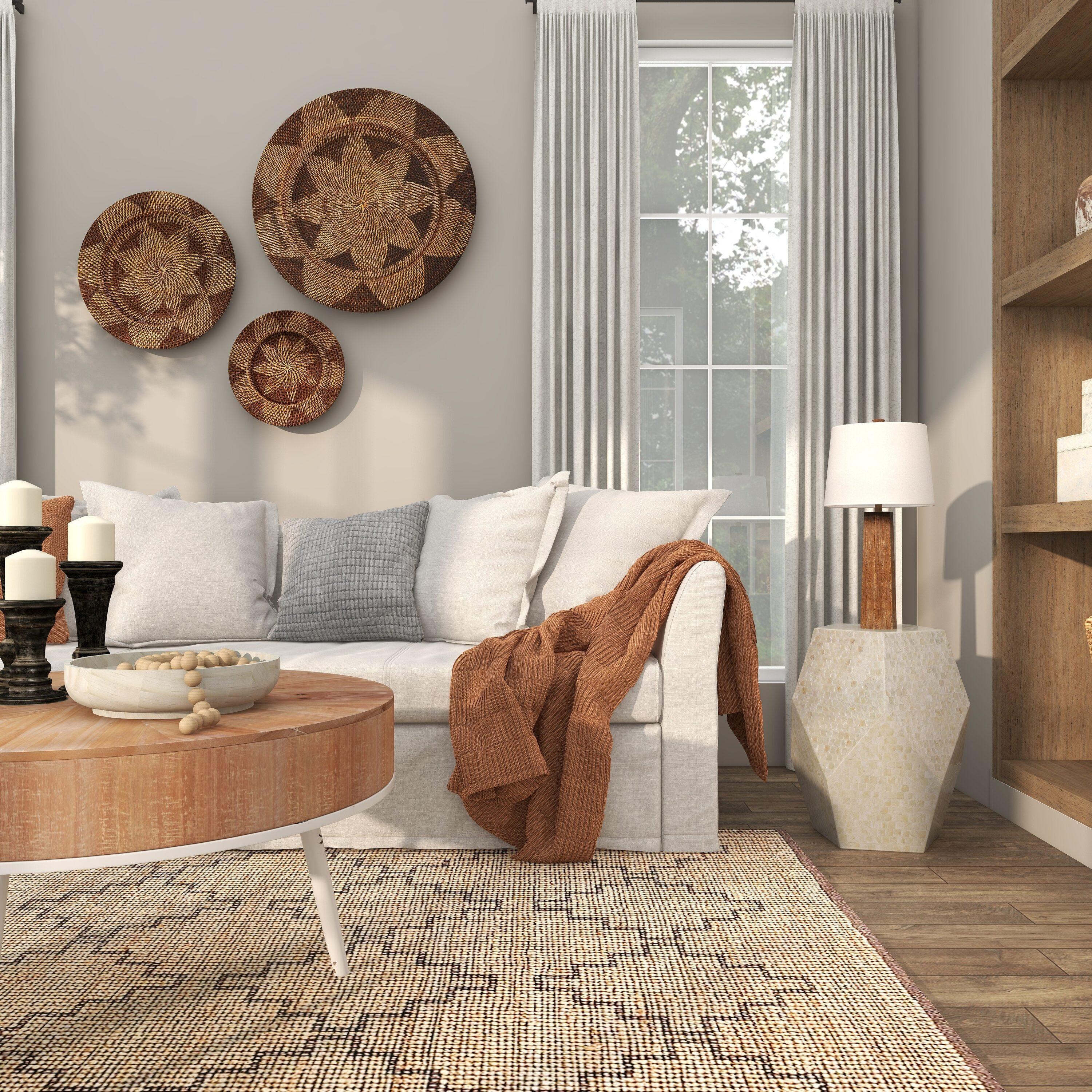 Olivia & May Contemporary Mussel Shells and Wood Accent Table Dark Gray: Hexagonal Wooden Pedestal, No Assembly Required