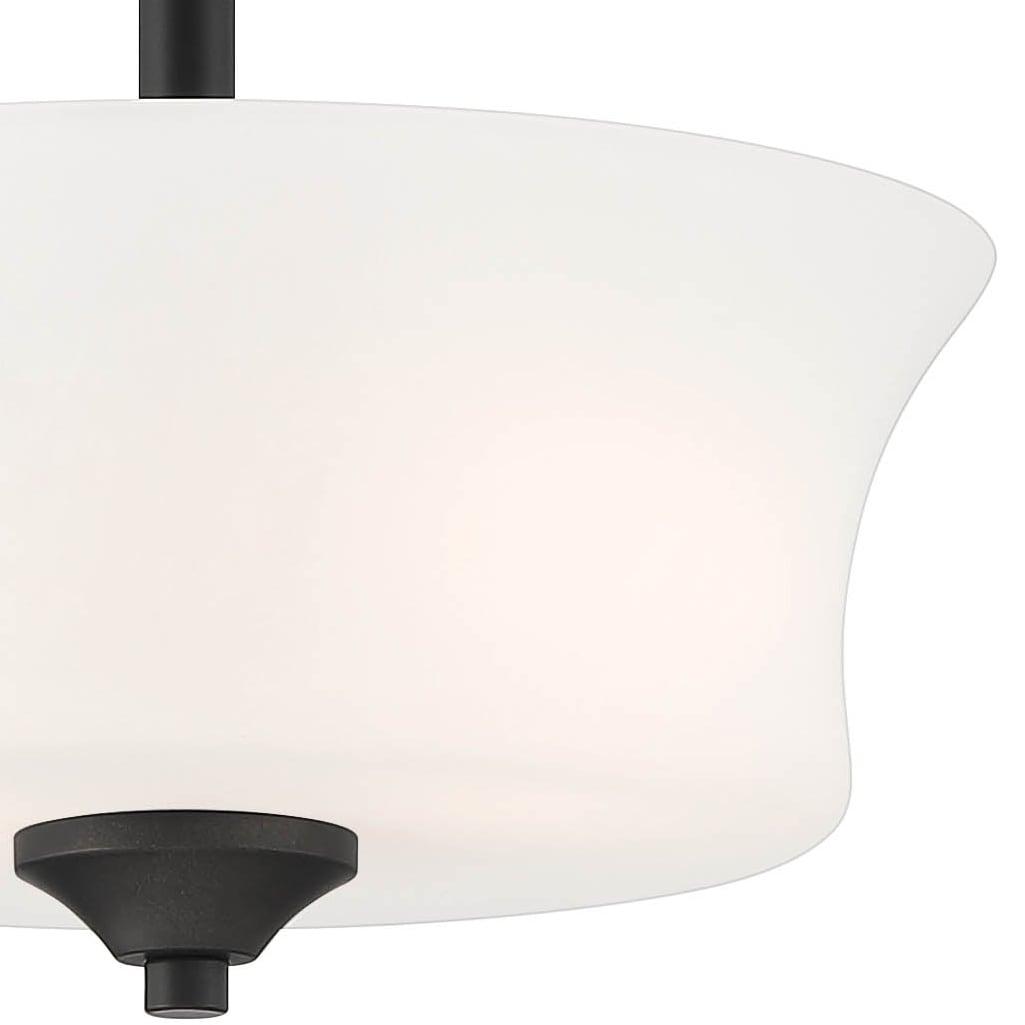 Bronson Transitional 12" Matte Black Semi-Flush Mount with Frosted Glass