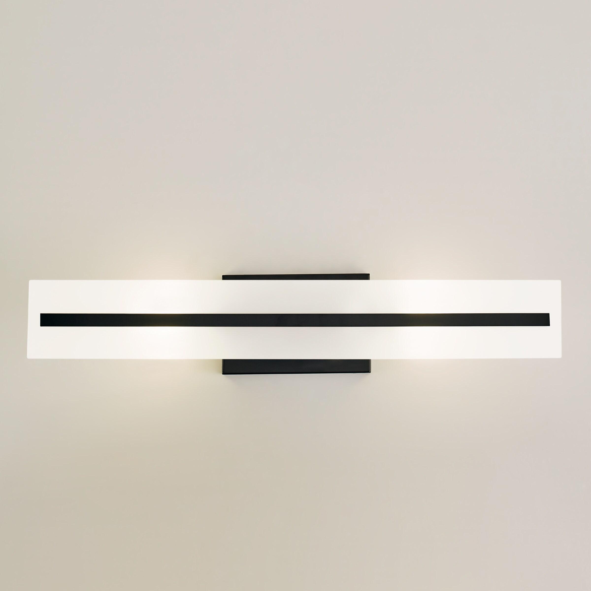 Midnight Black Steel 24" Bath Vanity Light with Satin Etched Glass Shades