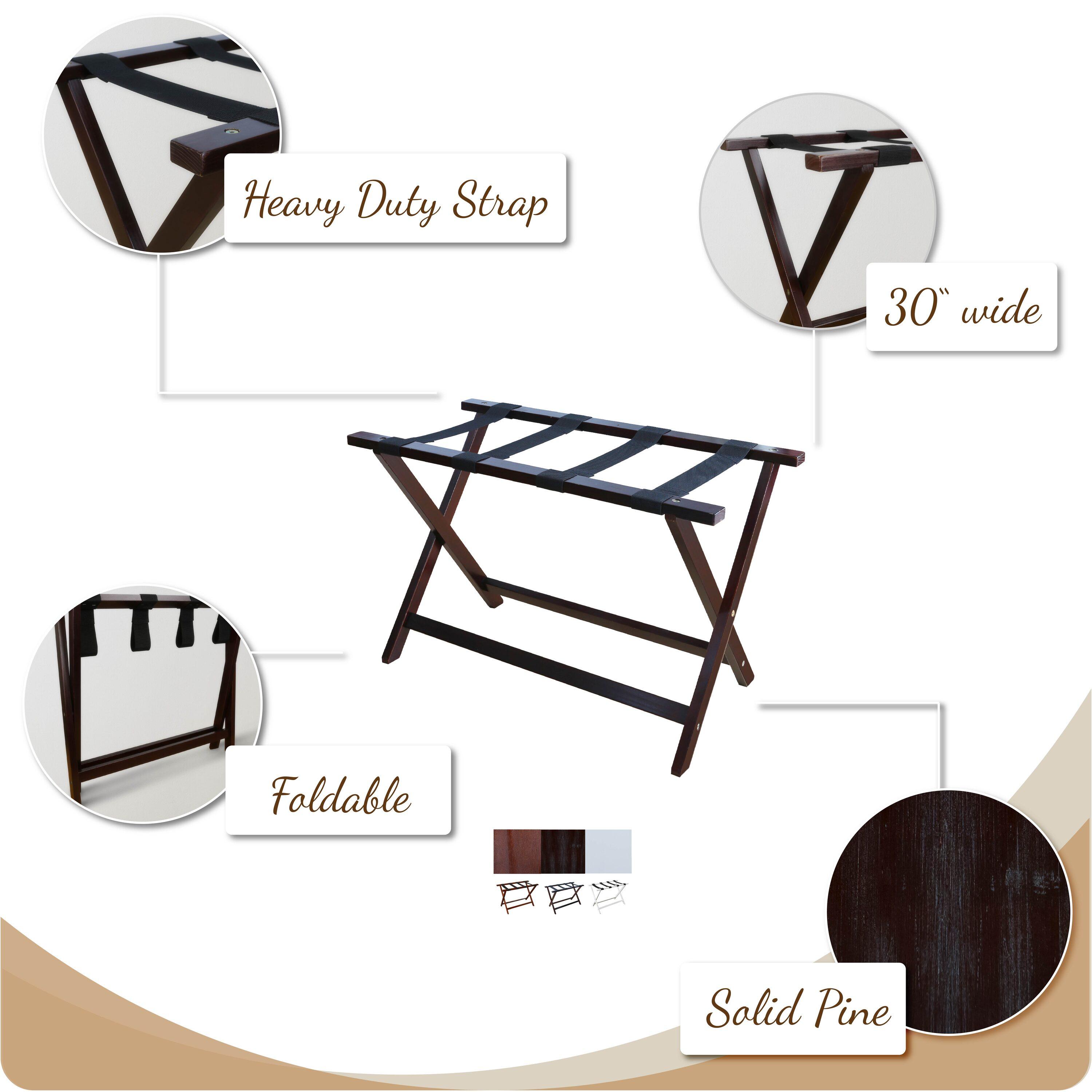 Kiflic Heavy Duty 30" Extra-Wide Luggage Rack,Solid wood Suitcase Stand for Guest Room, Bedroom, Hotel