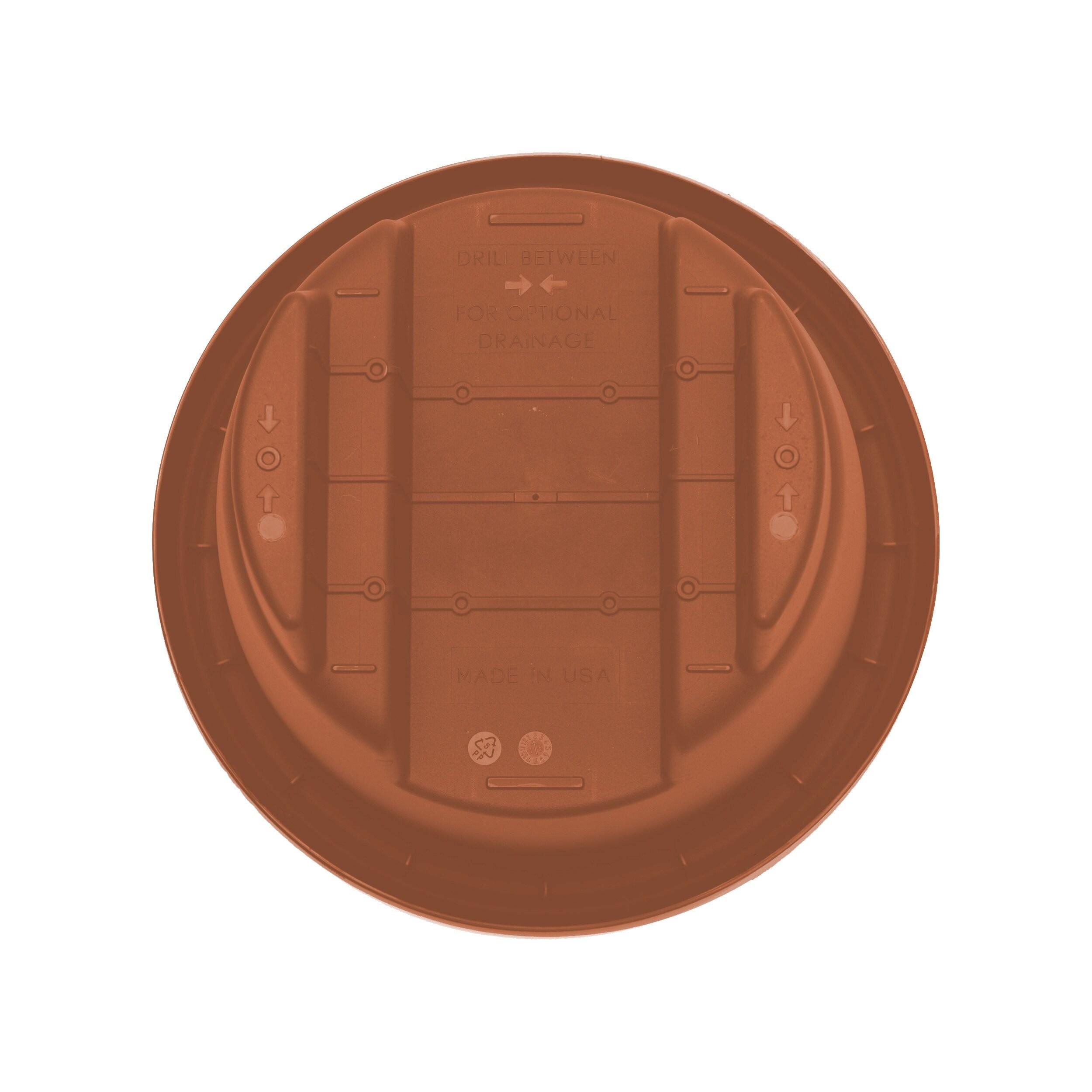 Bloem 12-in Resin Round Deck Rail Round Planter - Terra Cotta Color