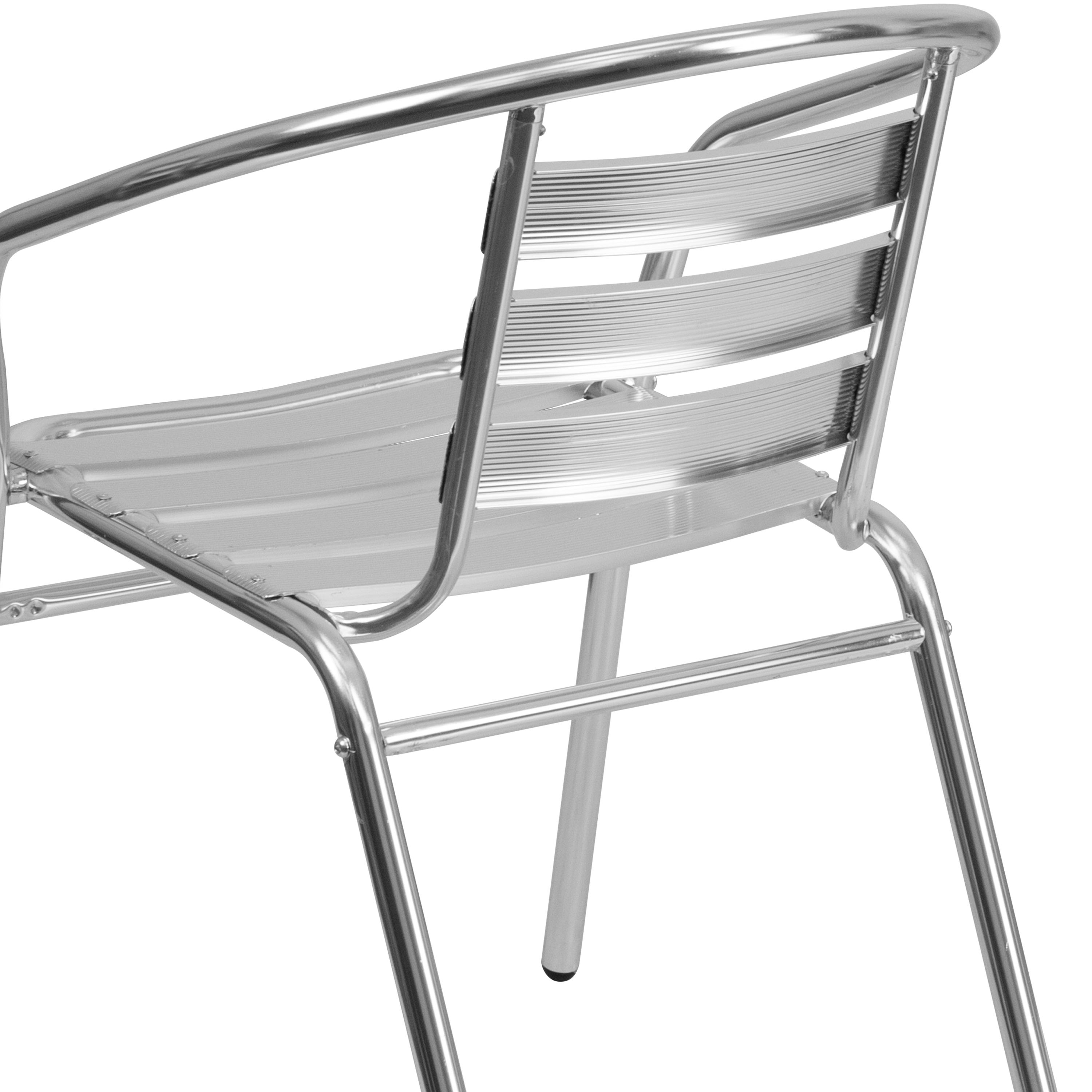 Flash Furniture Commercial Aluminum Indoor-Outdoor Restaurant Stack Chair with Triple Slat Back and Arms