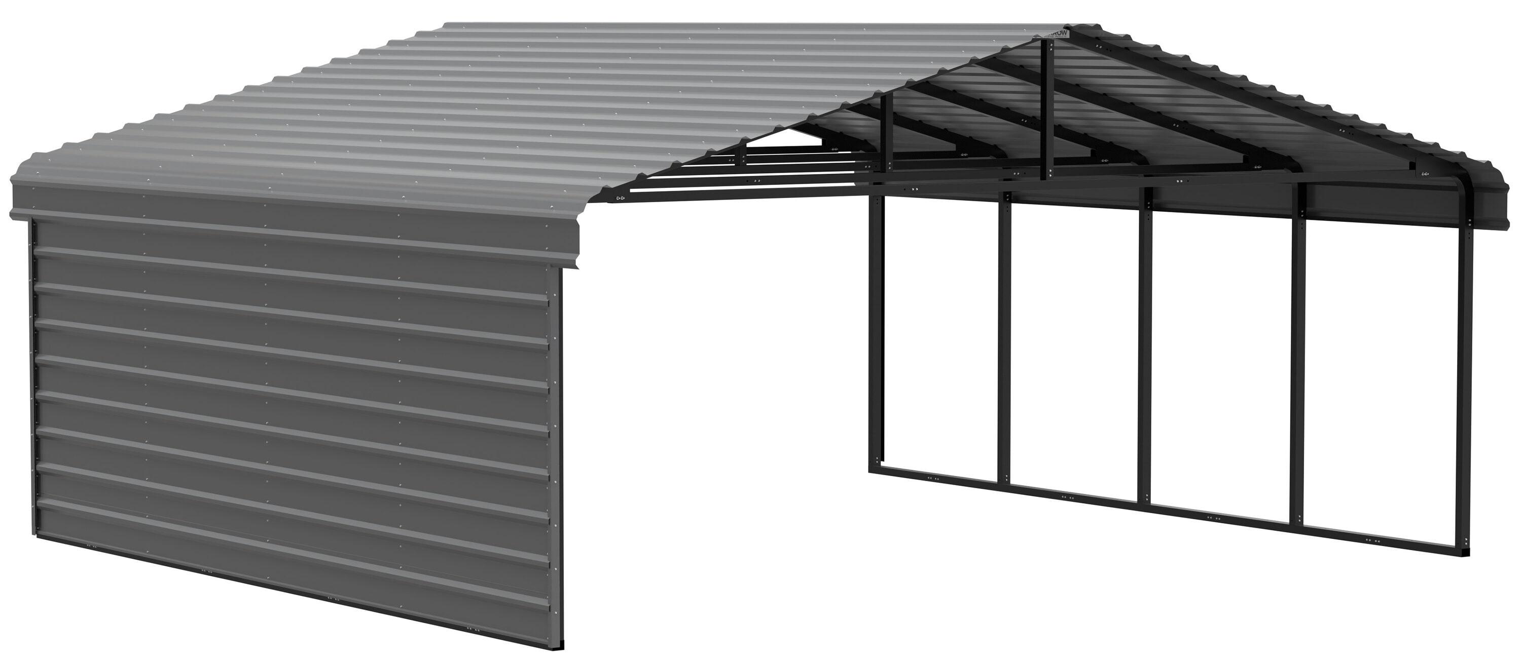 Arrow Eggshell Carport with 1-sided Enclosure