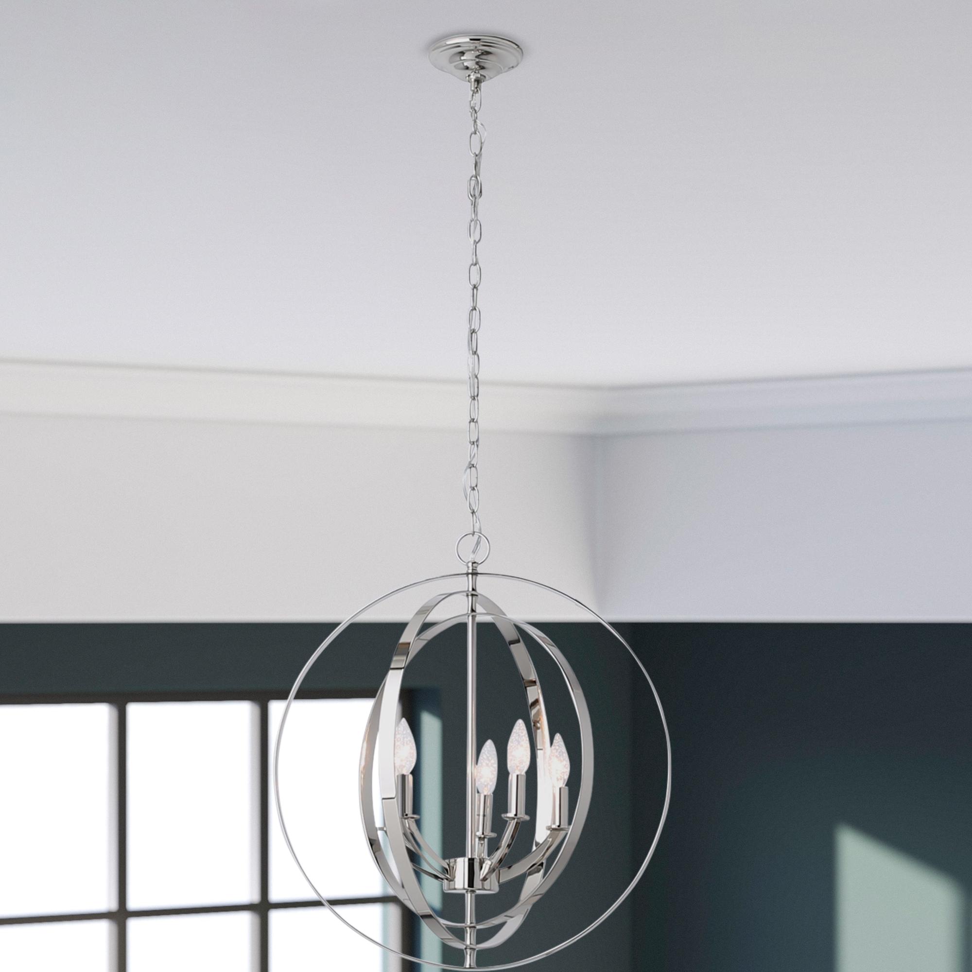 Progress Lighting Equinox 5-Light Chandelier Pendant, Steel, Polished Nickel, No Shade