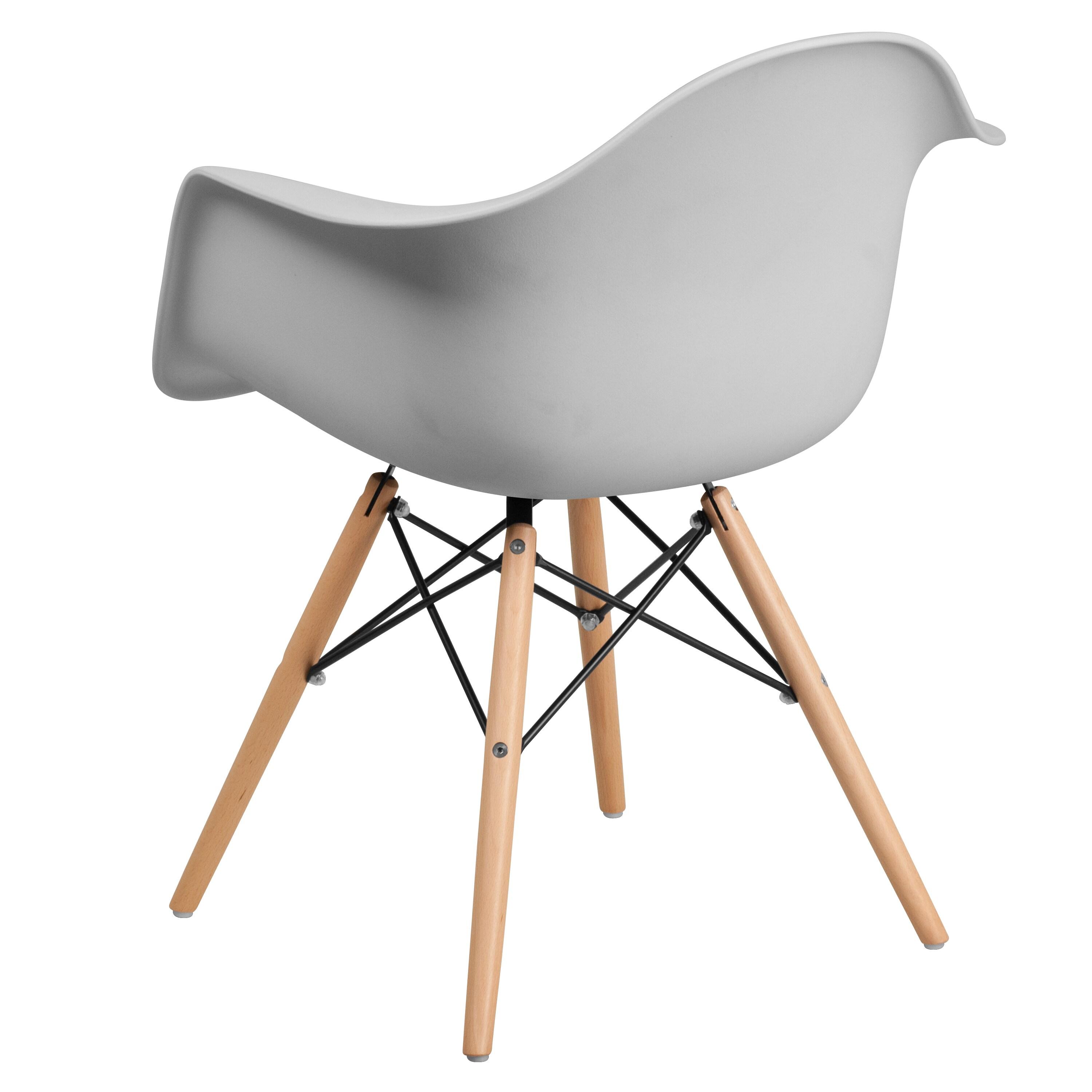 Flash Furniture Alonza Series White Plastic Chair with Wooden Legs