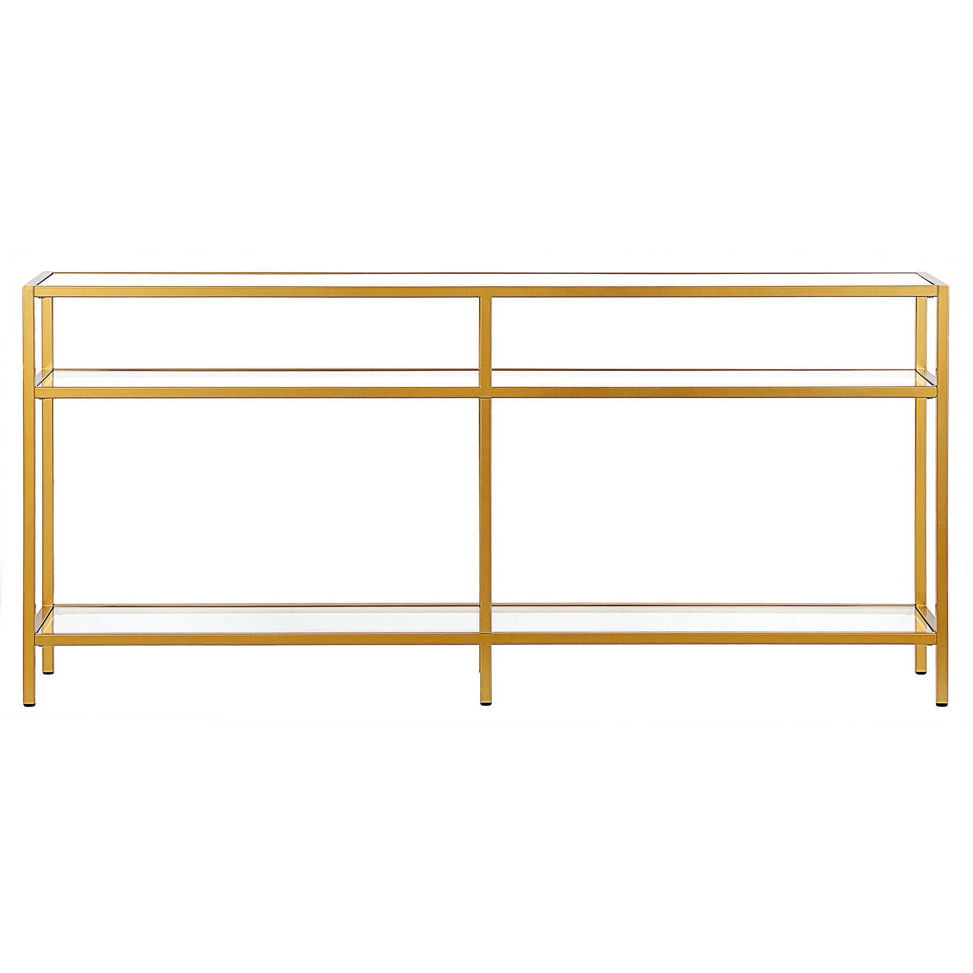 Evelyn&Zoe Sivil 64" Wide Rectangular Console Table, Brass