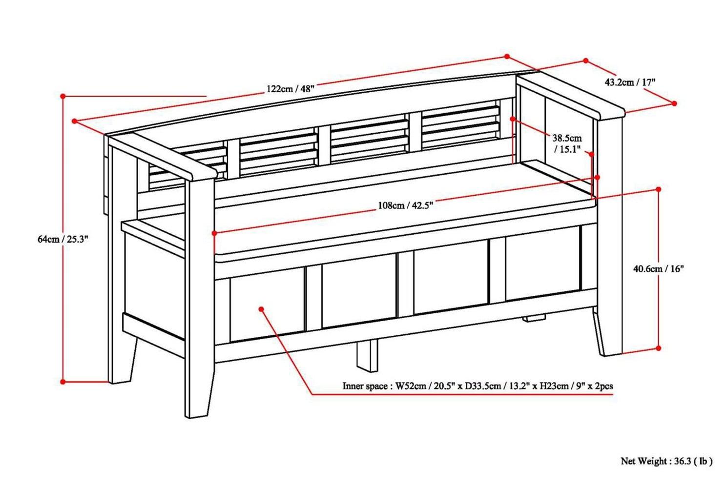 Adams Solid Wood Entryway Lift Top Storage Bench