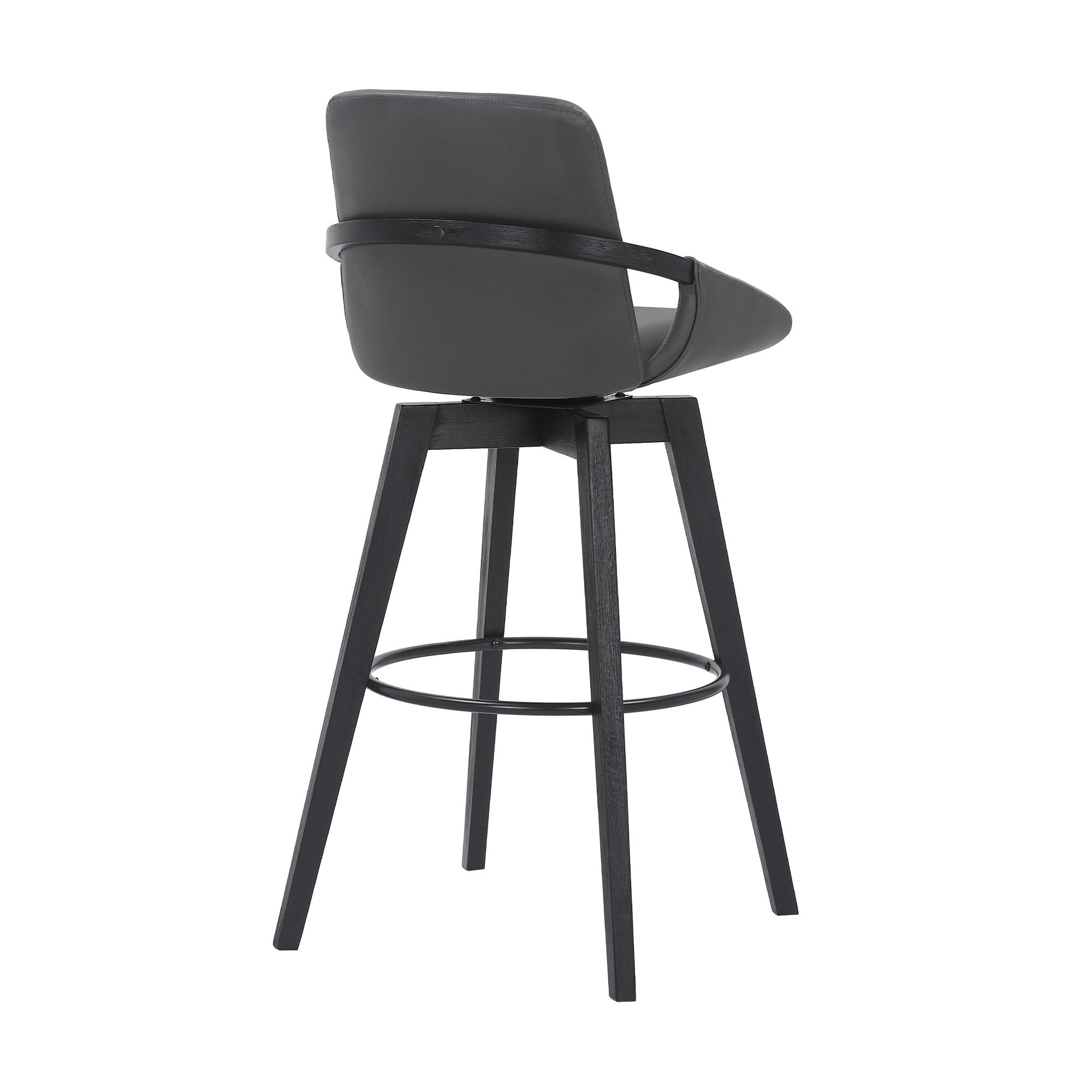 30" Baylor Faux Leather Wood Swivel Barstool Gray/Black - Armen Living
