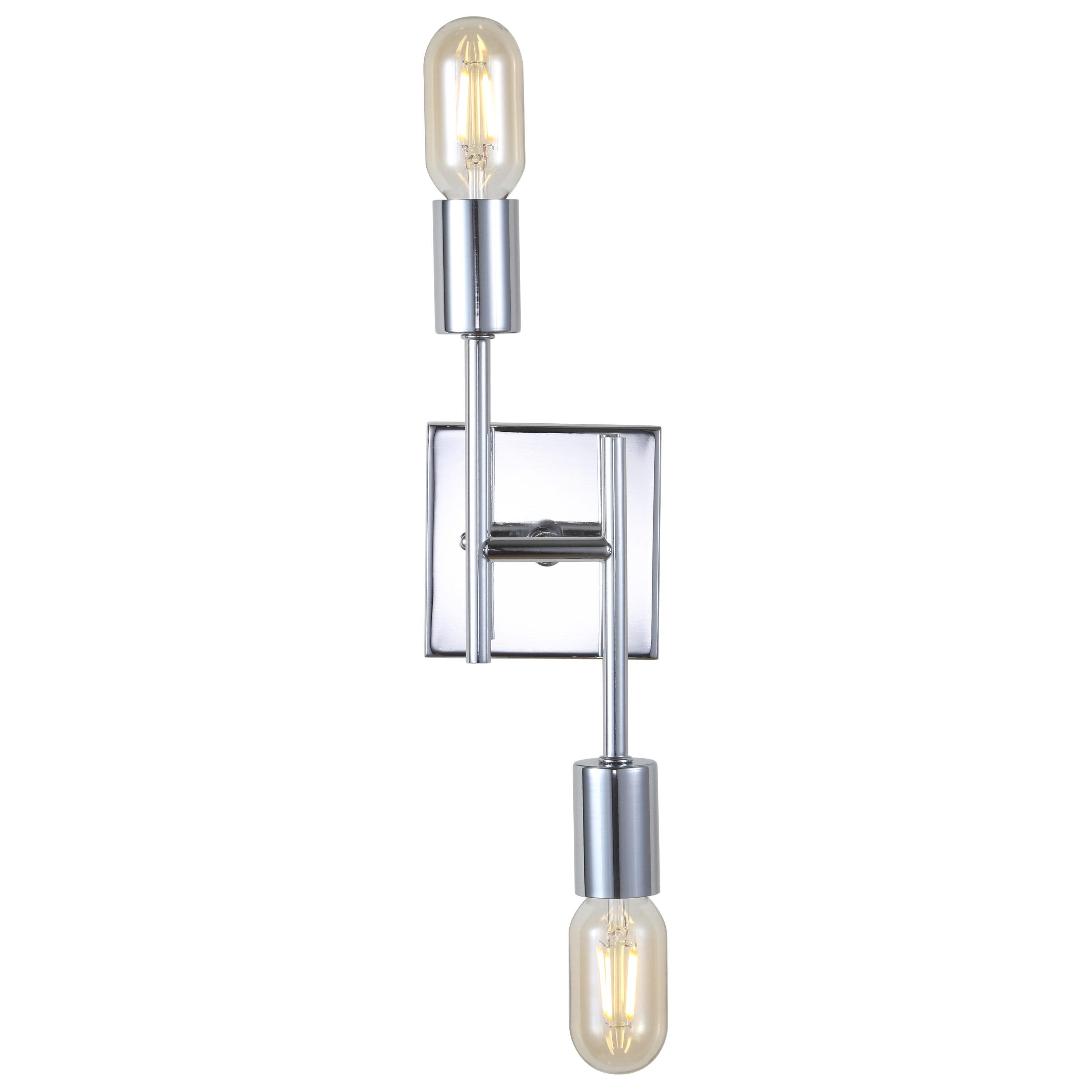 JONATHAN Y Turing 18.7" 2-Light Metal LED Wall Sconce, Chrome