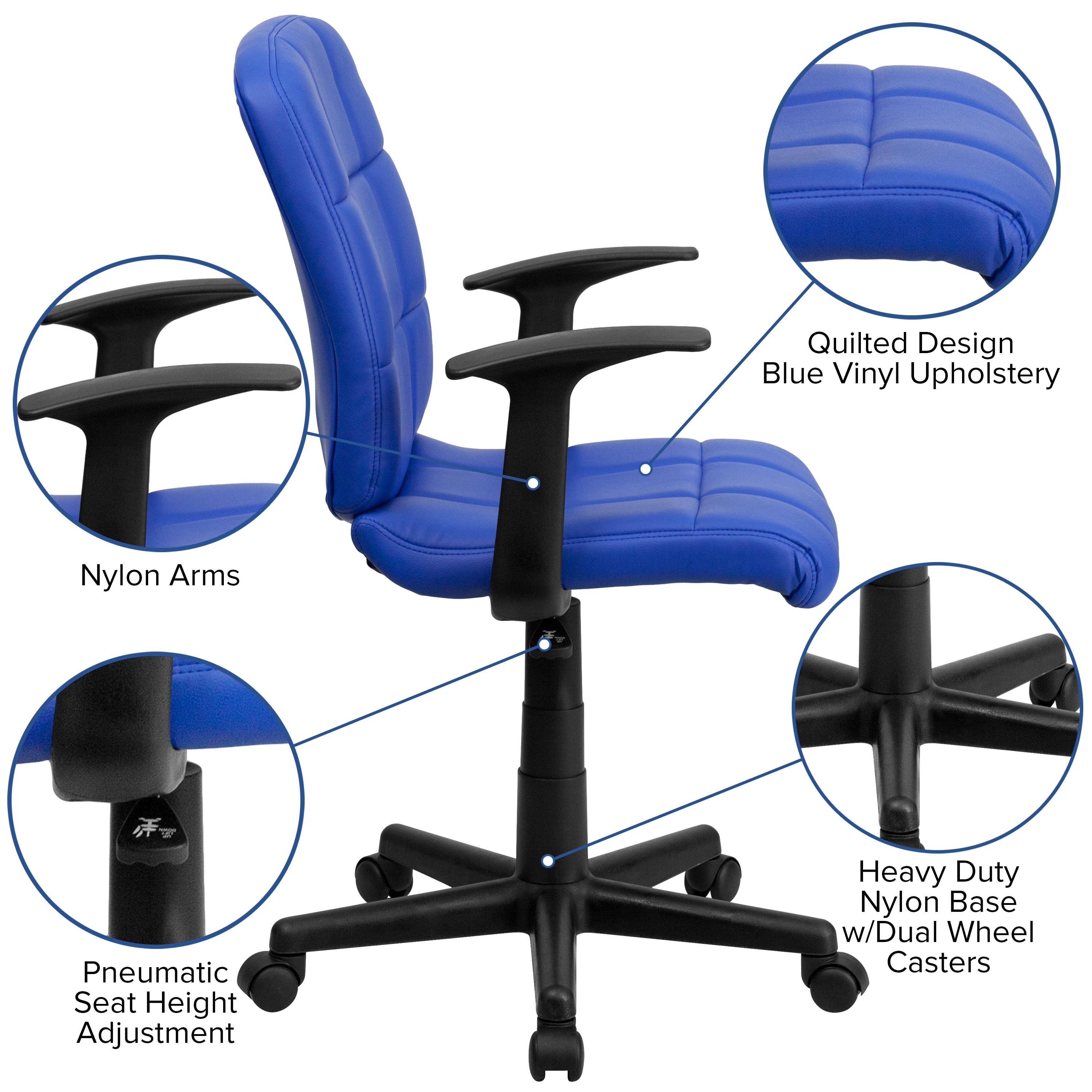 ColorLife Bonavant Mid-Back Quilted Vinyl Swivel Task Office Chair