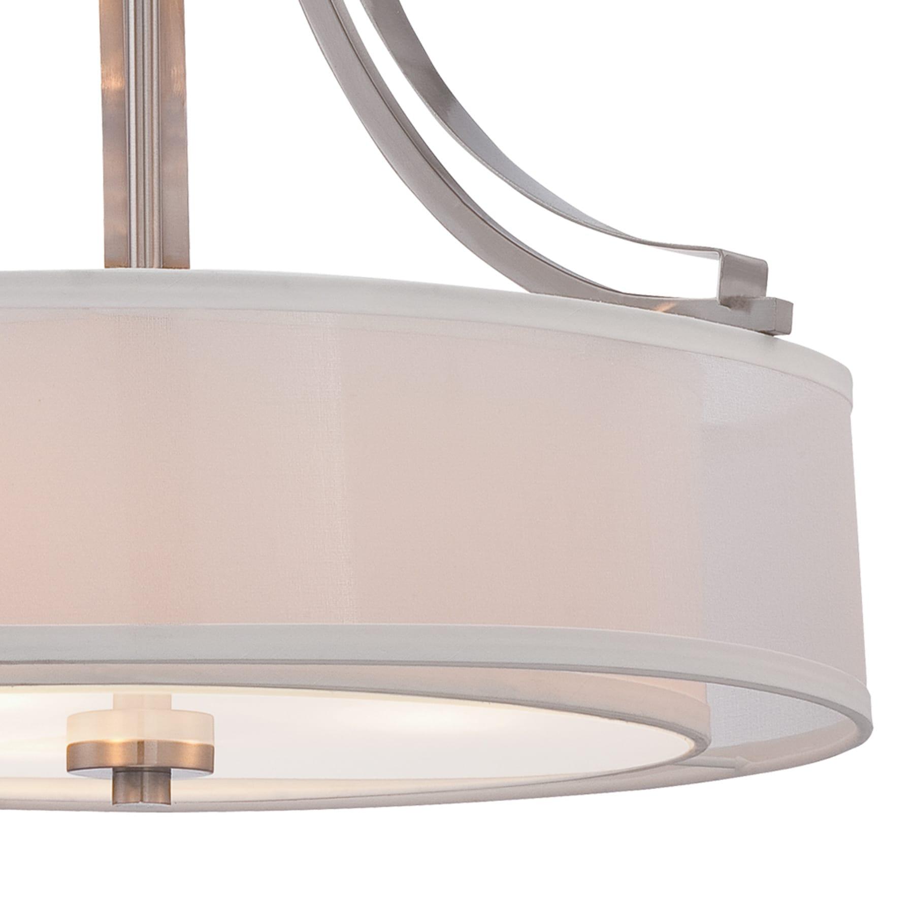 Pendant 3 Light Translucent Sliver Linen in Transitional Style 23.5 inches Tall By 20.5 inches Wide-Brushed Nickel Finish Bailey Street Home