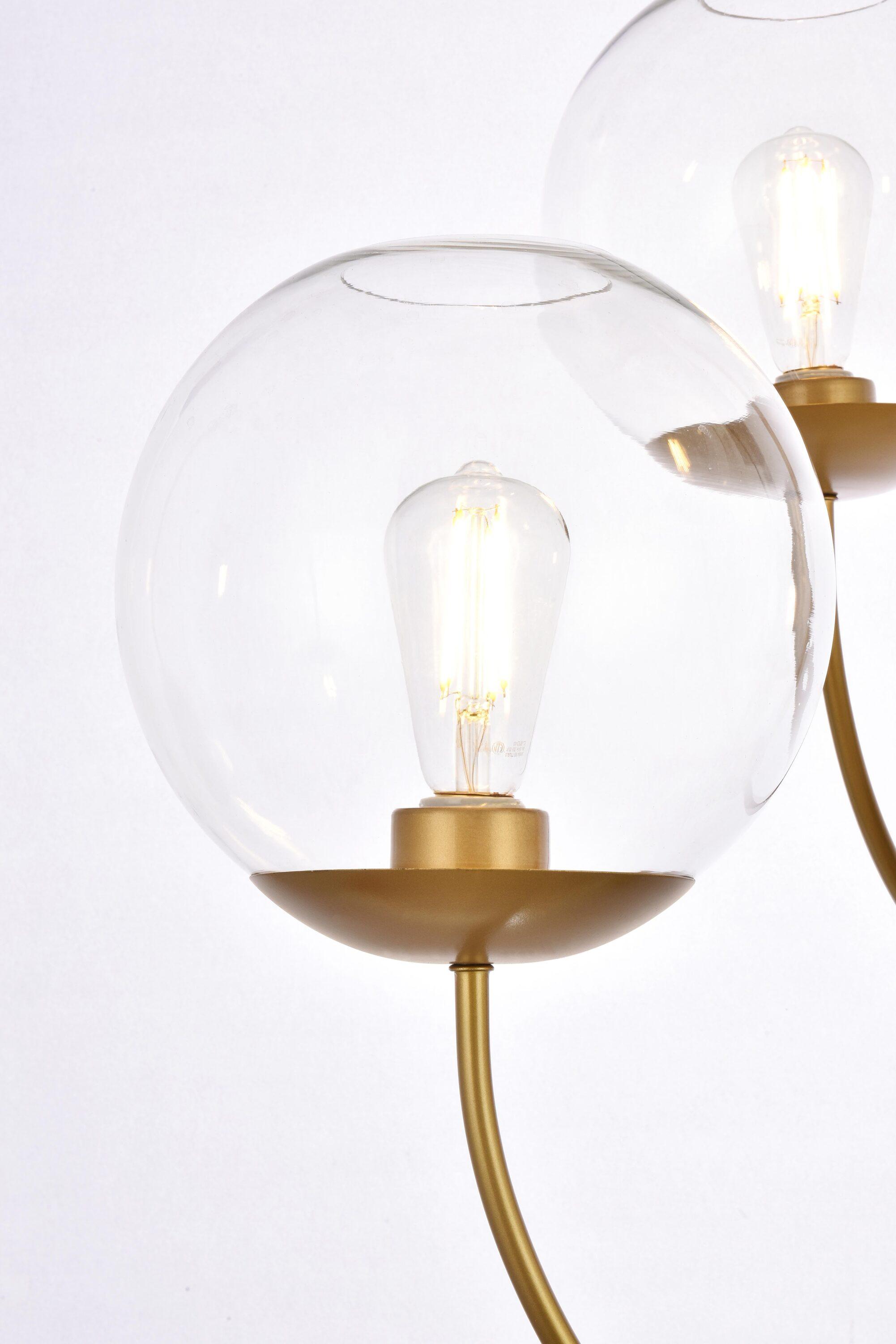 Elegant Lighting Lennon 31.5 inch pendant in brass with clear shade