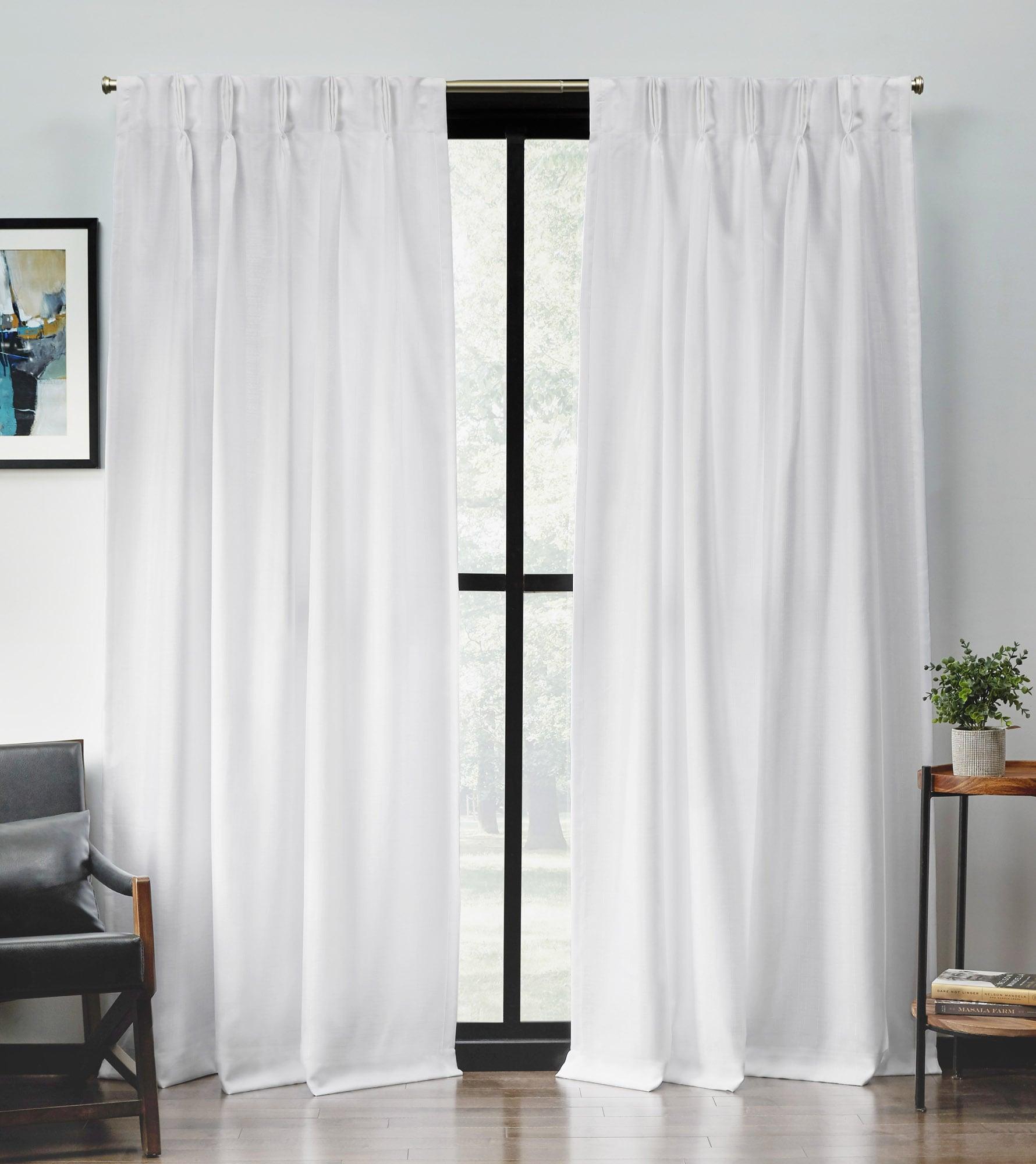 Set of 2 (96"x54") Loha Linen Pinch Pleat Window Curtain Panel White - Exclusive Home