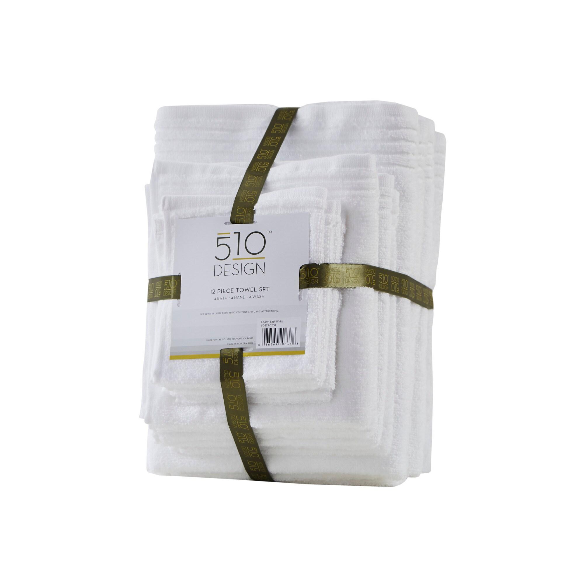 White Cotton Quick-Dry 12-Piece Bath Towel Set