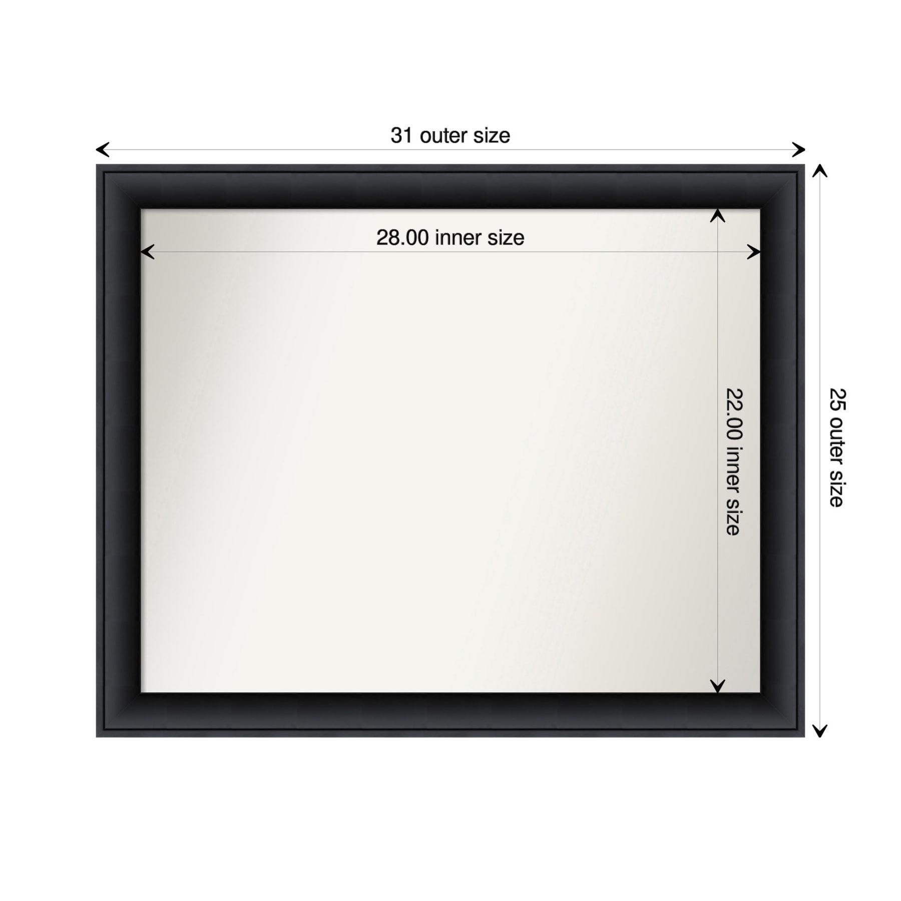 32" x 26" Non-Beveled Nero Black Wood Wall Mirror - Amanti Art: Modern Rectangle, Wall Mount, Includes Hardware