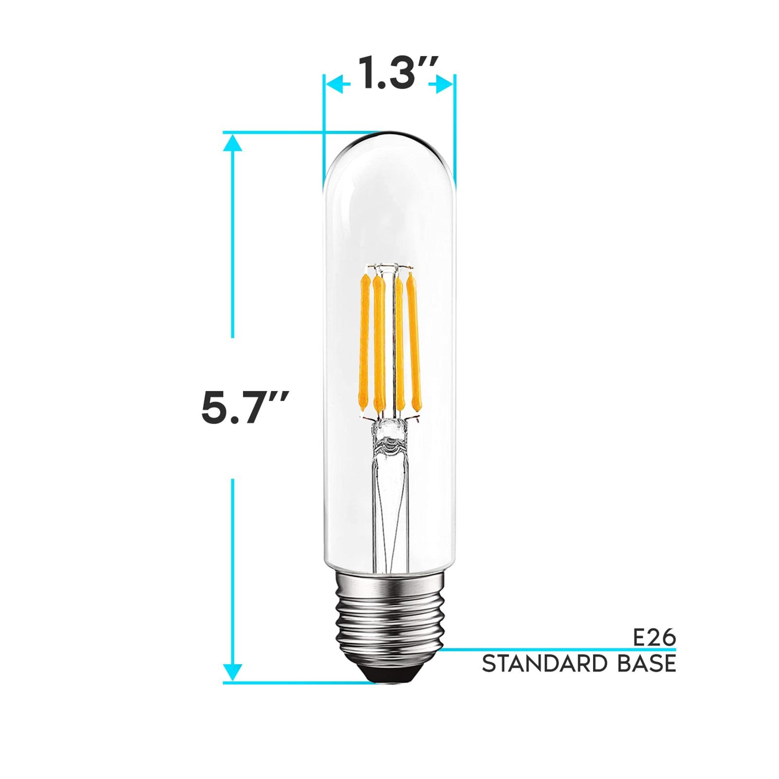 Luxrite 6-Pack T10 LED Bulb 5W=60W 3000K Soft White Edison Bulb 500 Lumens Tubular Light Bulb Damp Rated UL Listed E26