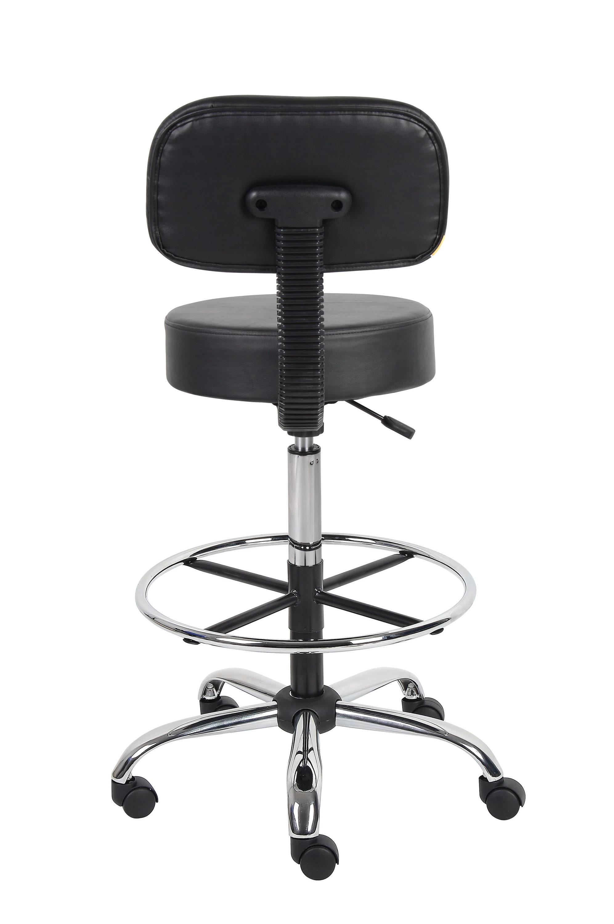 Boss Office Products Medical/Drafting Stool with Back Cushion Black: Adjustable Rolling Chair, Seat Cushion Office Chair