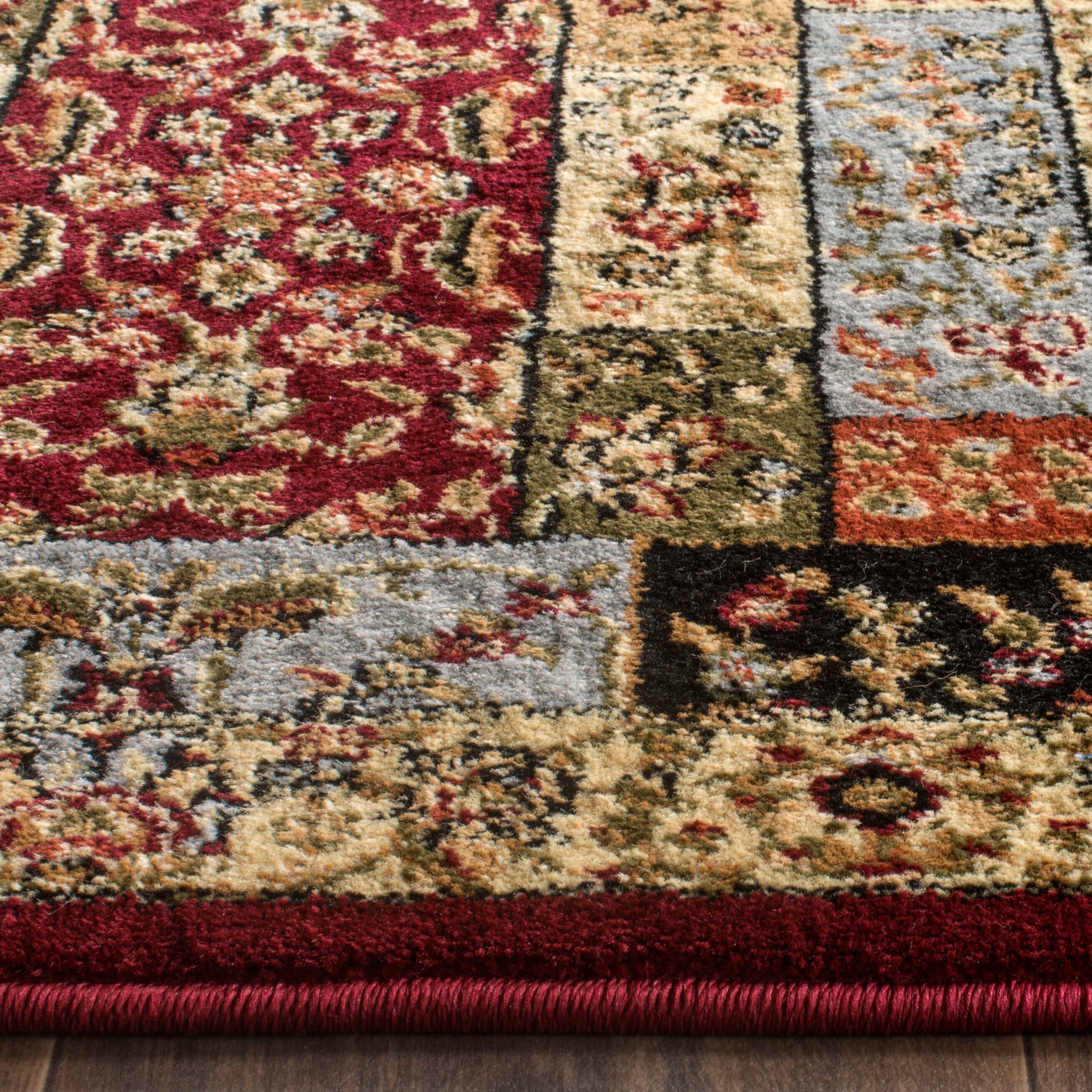 Multi/Ivory Floral Motif Synthetic Runner with Border Embellishment