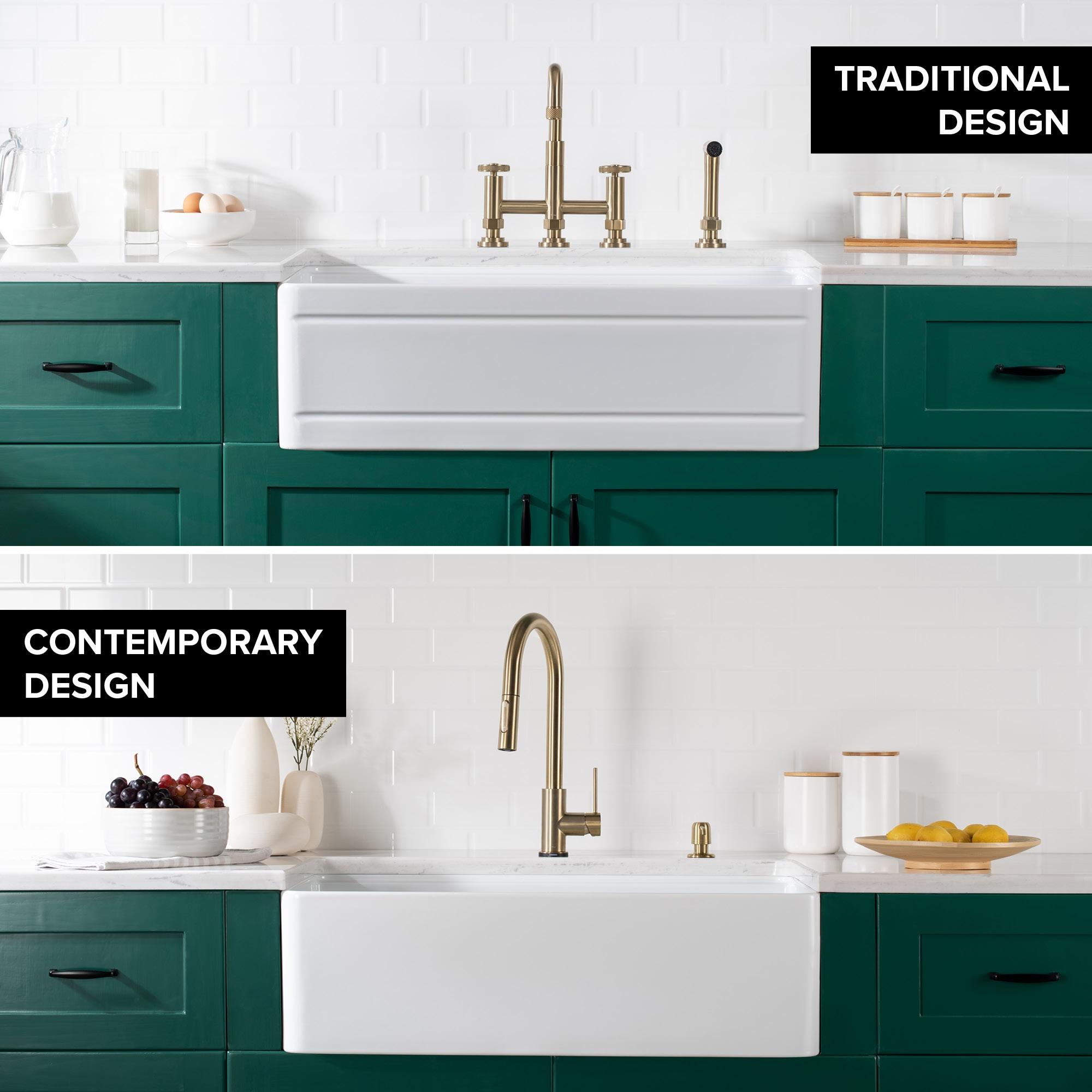 KRAUS Turino™ Workstation 33" L Farmhouse Reversible Apron Front Fireclay Single Bowl Kitchen Sink
