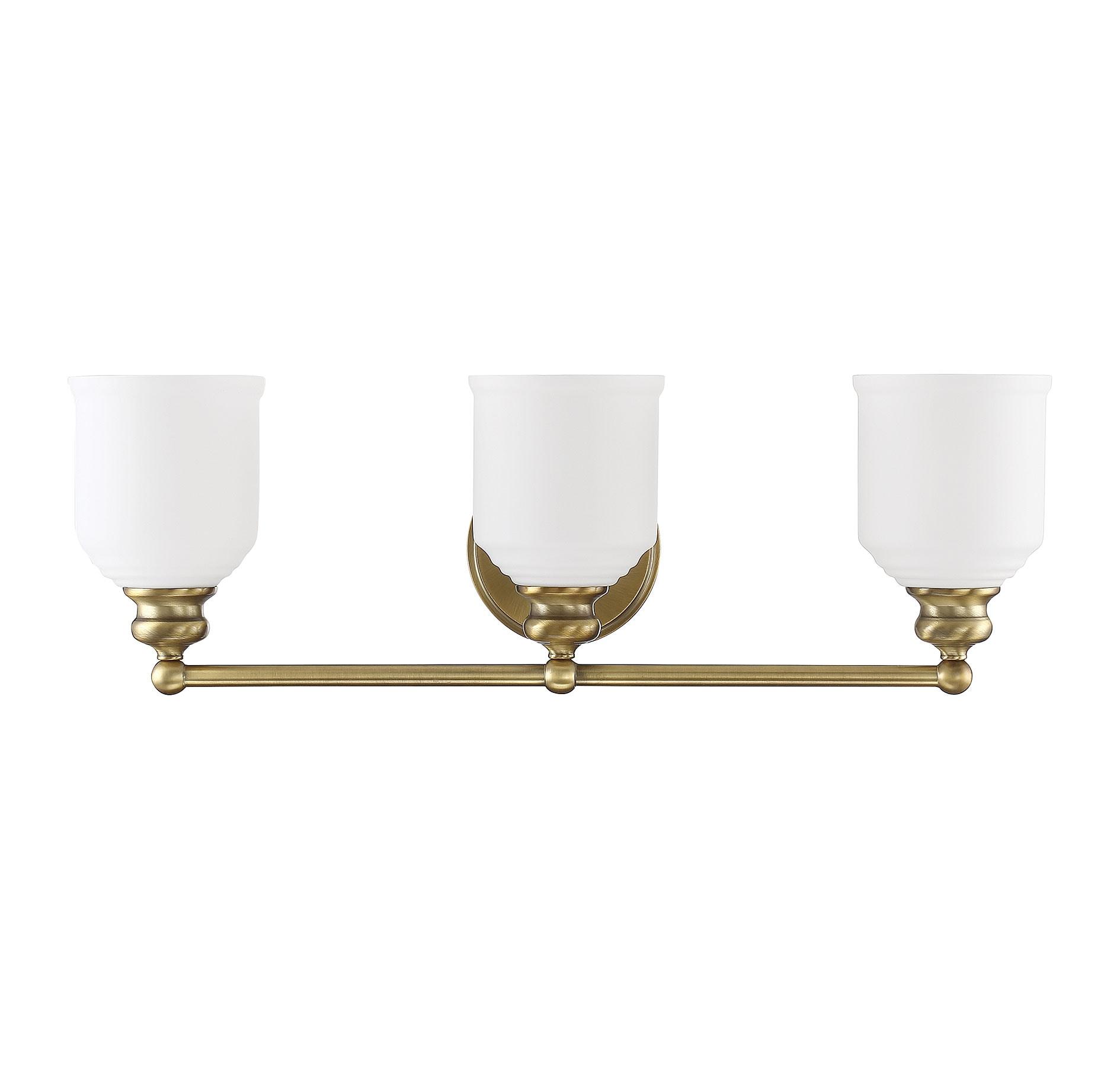 Warm Brass 3-Light Dimmable Bathroom Vanity Fixture