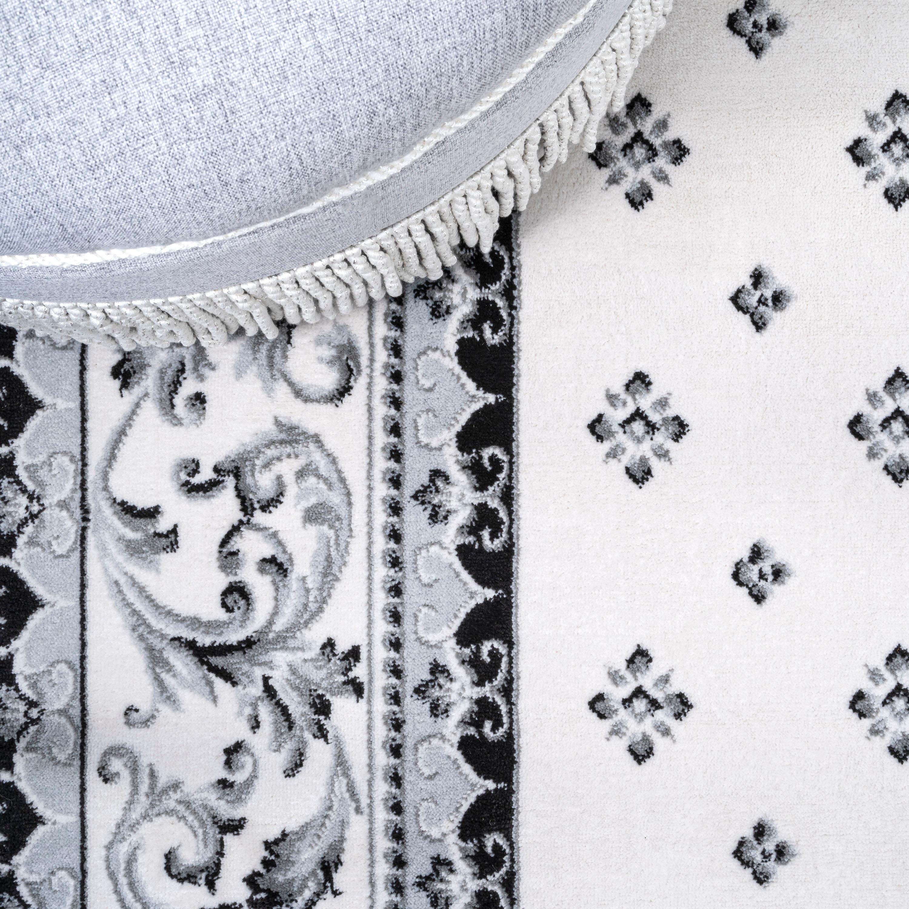 3'x5' Acanthus French Border Area Rug, Cream/Light Gray - JONATHAN Y