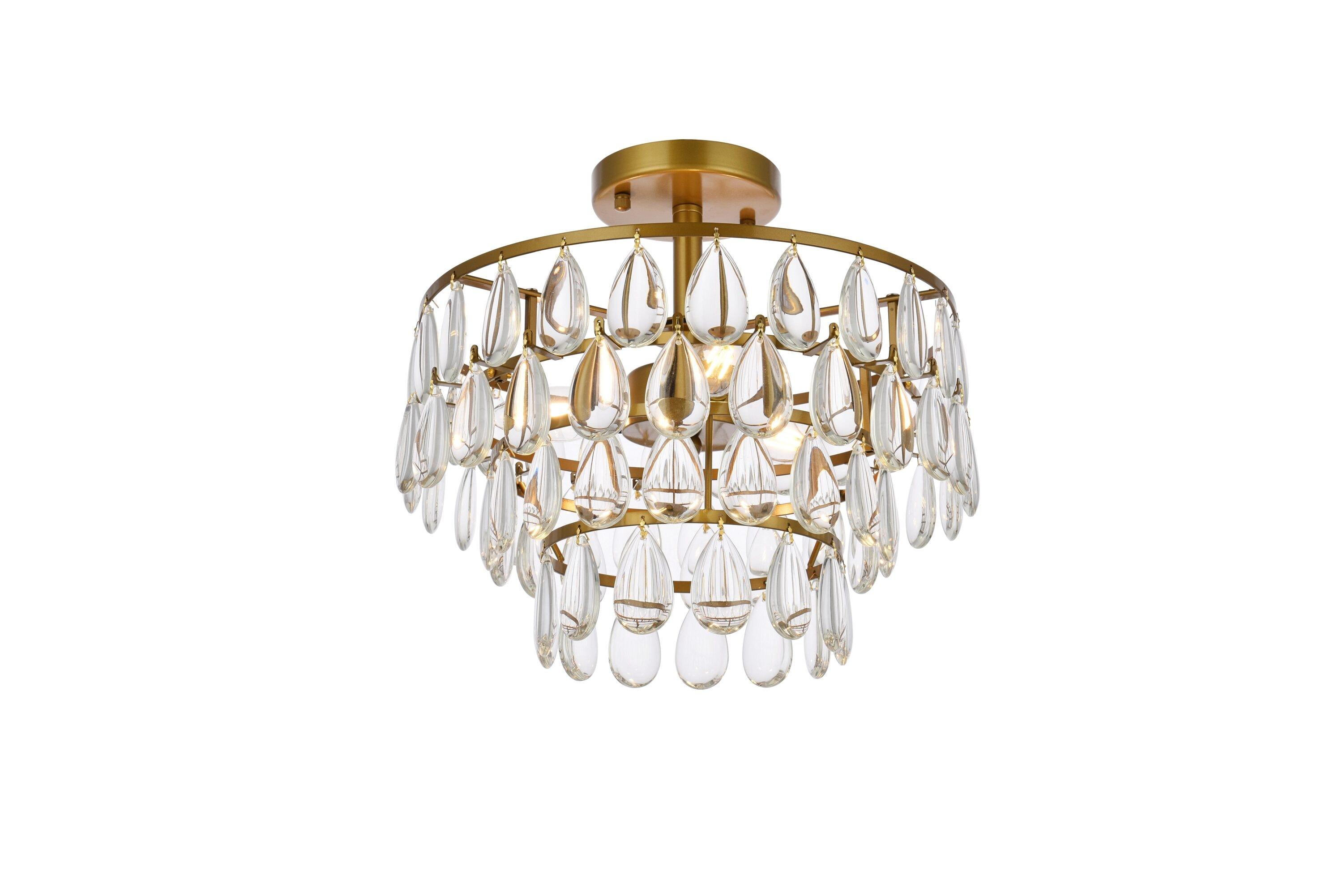 Elegant Lighting Mila 14 inch flush mount in brass
