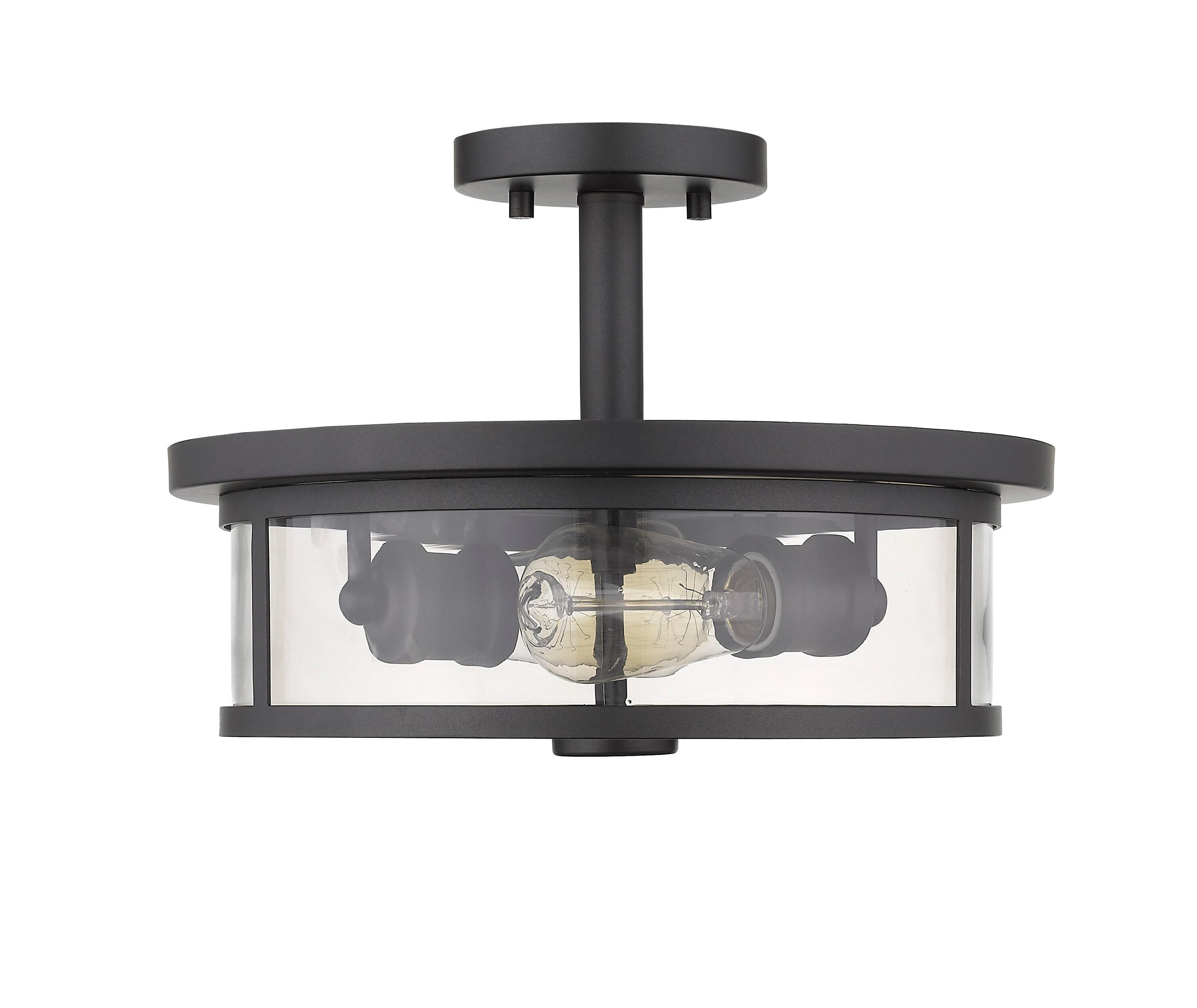 Z-Lite 462Sf14 Savannah 2 Light 14" Wide Semi-Flush Drum Ceiling Fixture - Bronze