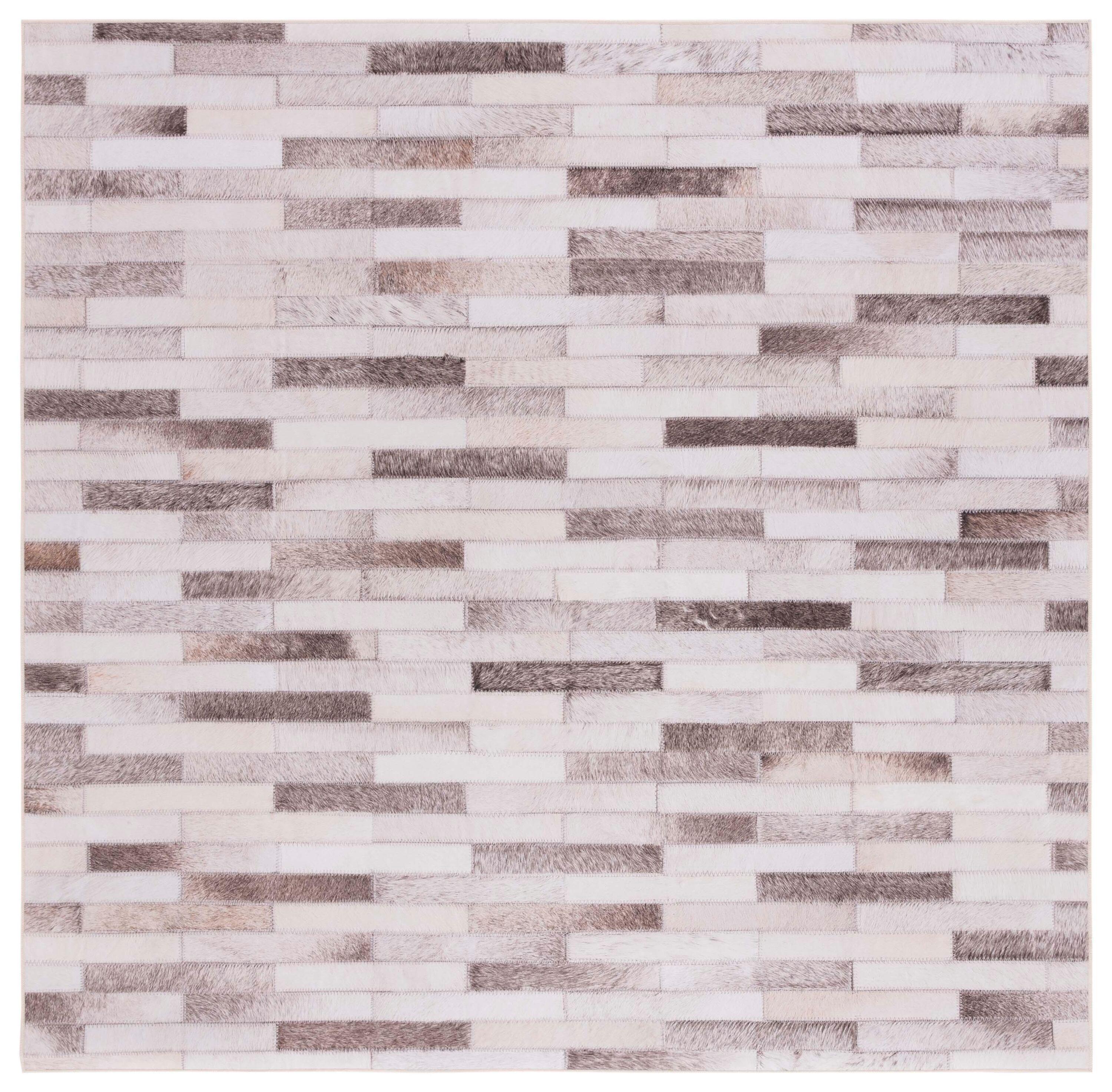 Faux Hide FAH500 Power Loomed Machine Washable Area Rug - Beige/Brown - 6'x6' - Safavieh.