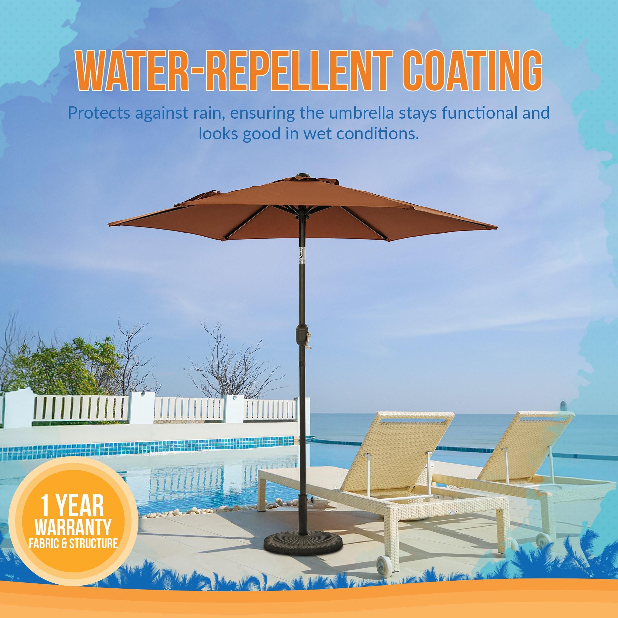 7.5' Hexagon Bistro Market Umbrella with Push-Button Tilt - Island Umbrella: Rust-Resistant, Wind Vent
