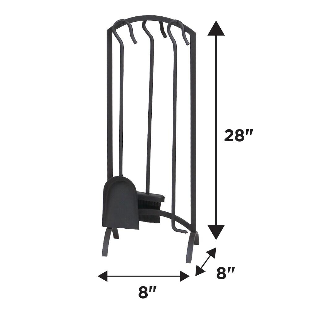 Panacea 4-Piece Arch Top Firewood Tool Set with Fireplace Brush, Shovel, Poker, and Stand for Indoor and Outdoor Fireplaces, Black