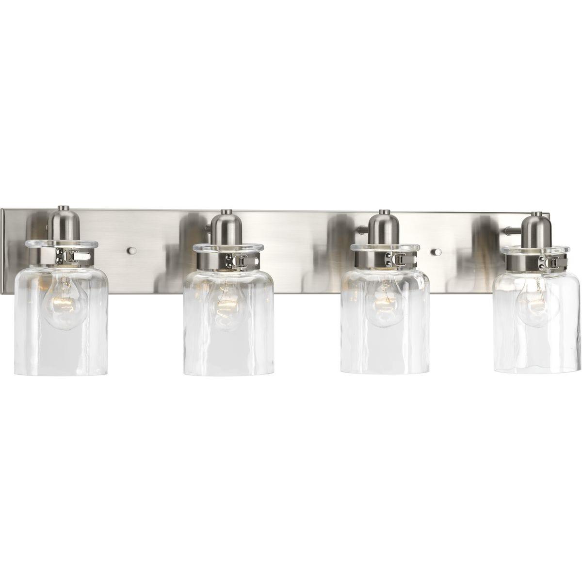 Progress Lighting Calhoun 4-Light Bath Vanity, Brushed Nickel, Clear Glass Shade