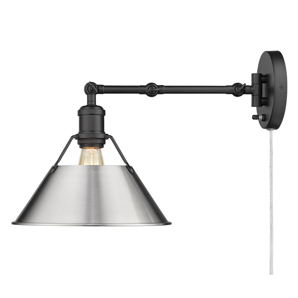 Contemporary Orwell Black Pewter Dimmable Sconce, Plug-In 10"W