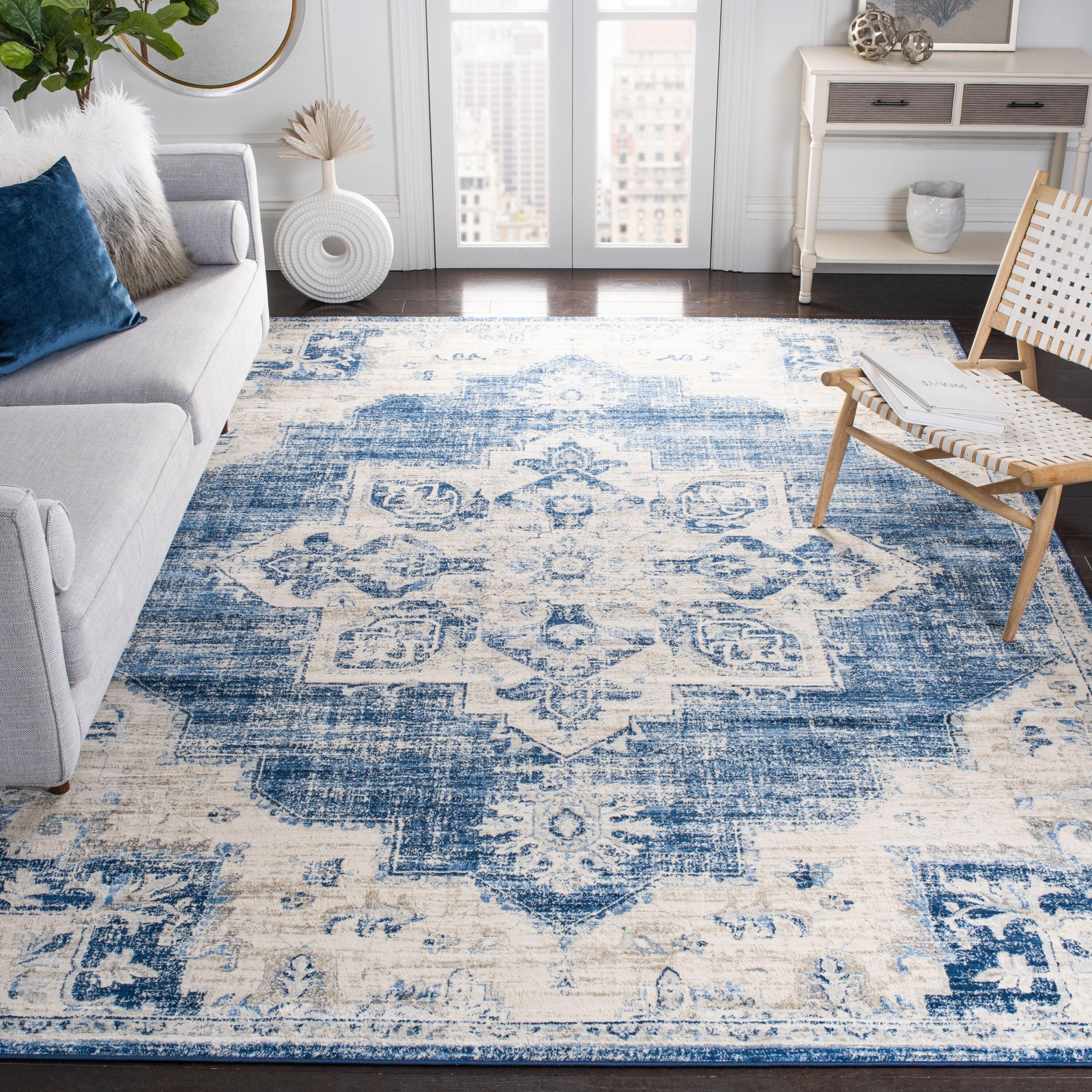 SAFAVIEH Brentwood Jameson Floral Bordered Area Rug, 12' x 18', Ivory/Navy