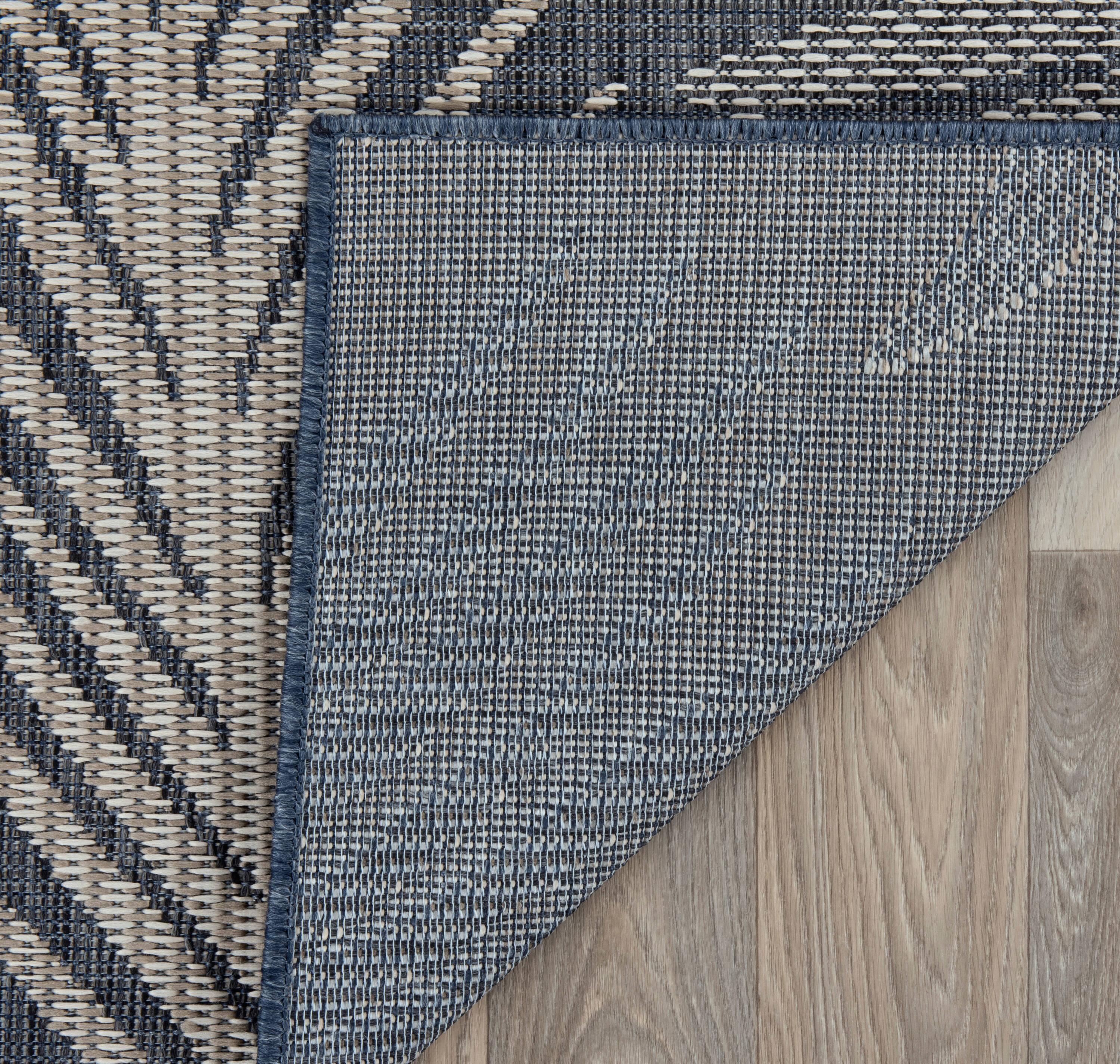 World Rug Gallery Bahama Palm Frond Indoor/Outdoor Area Rug - Blue 5' x 7'