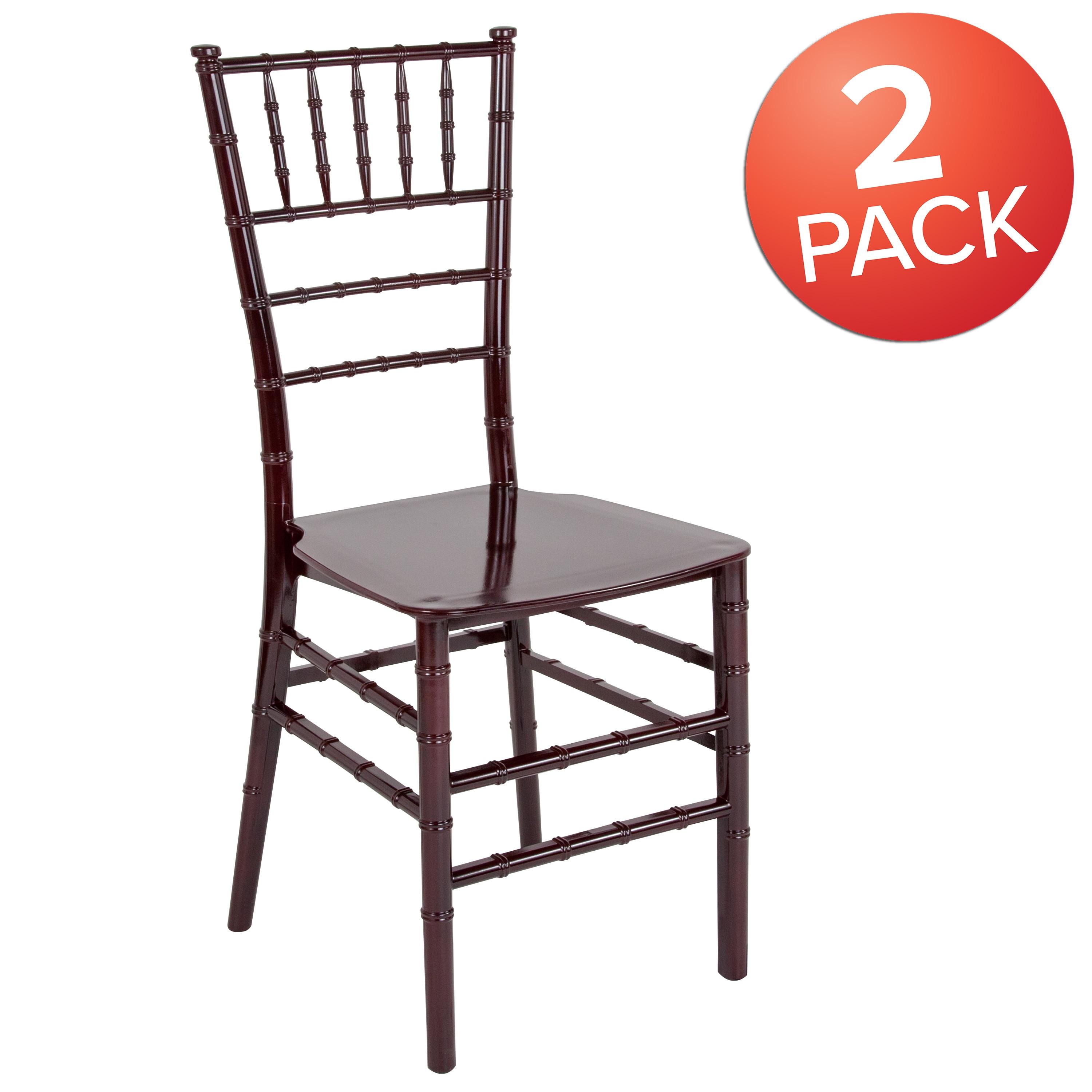 Flash Furniture 2 Pk. HERCULES Series Mahogany Resin Stacking Chiavari Chair