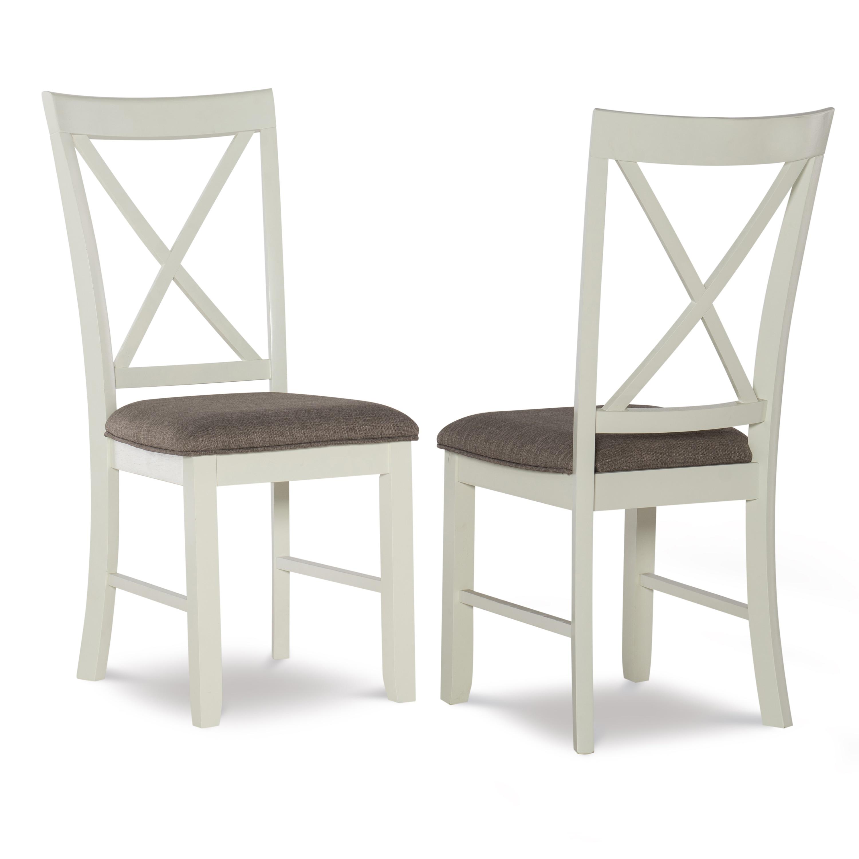 Linon Jane Wood Set of Two X-Back Dining Side Chairs in Vanilla White