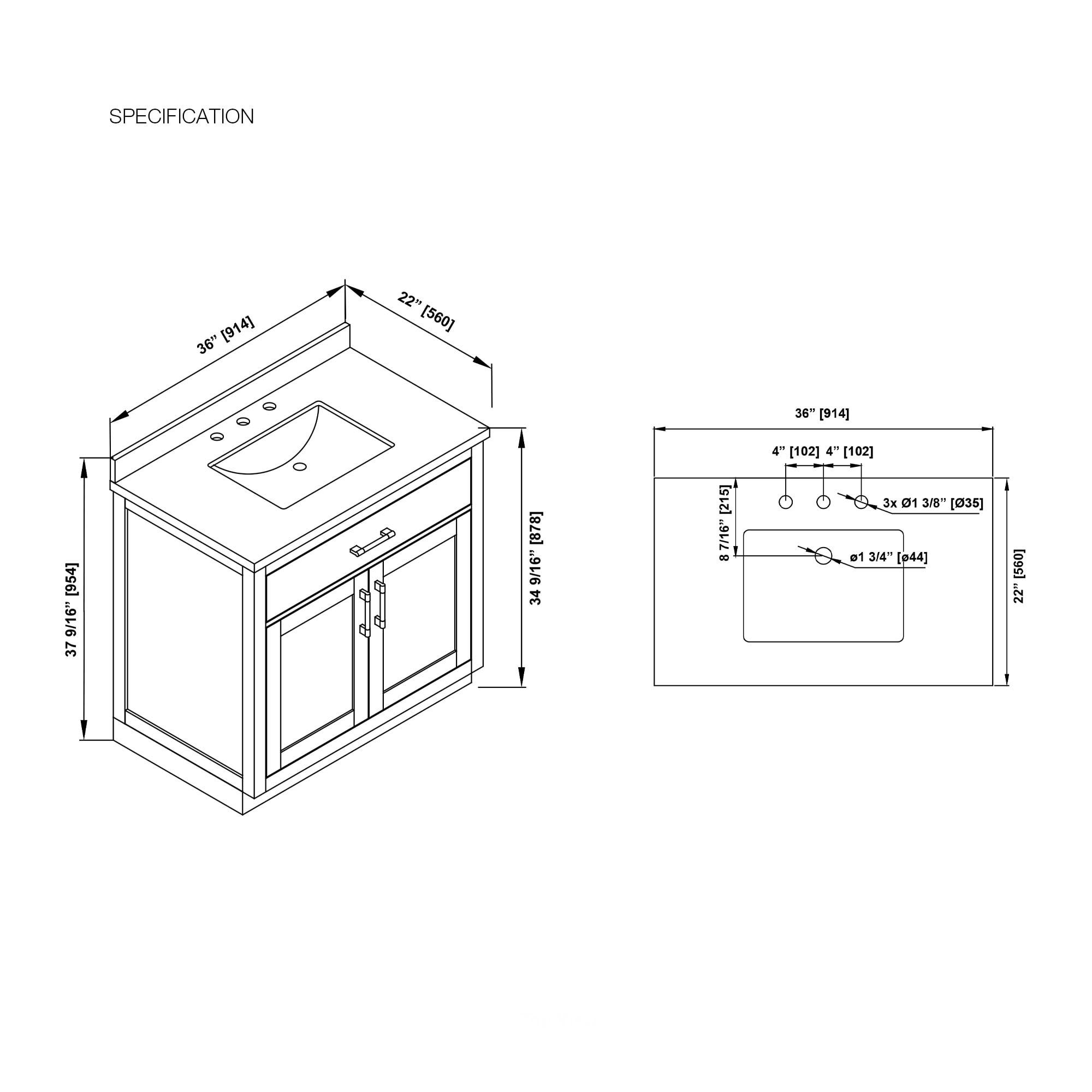 OVE Decors Bailey Single Bathroom Vanity with Premium Countertop