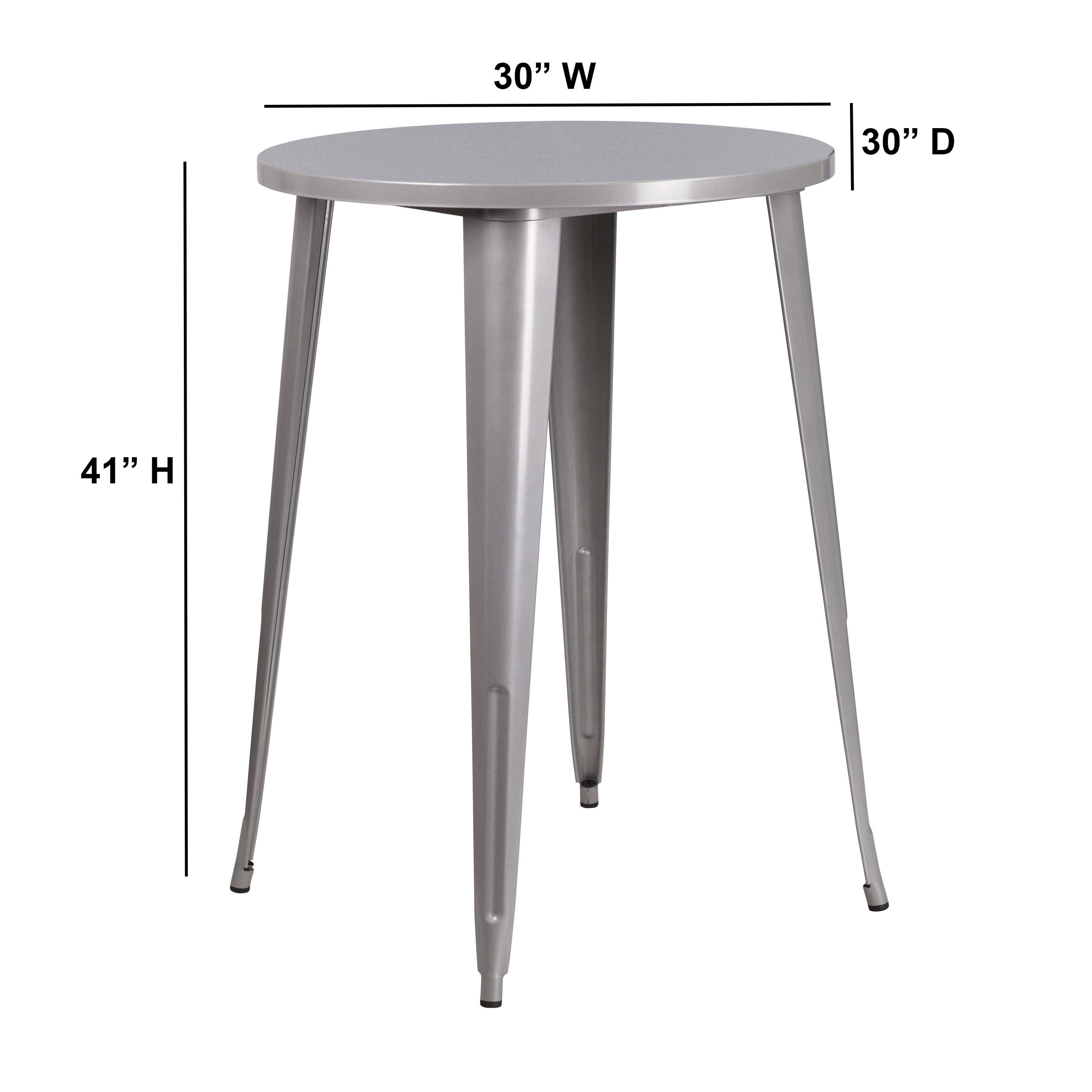 Flash Furniture Commercial Grade 30" Round Silver Metal Indoor-Outdoor Bar Height Table
