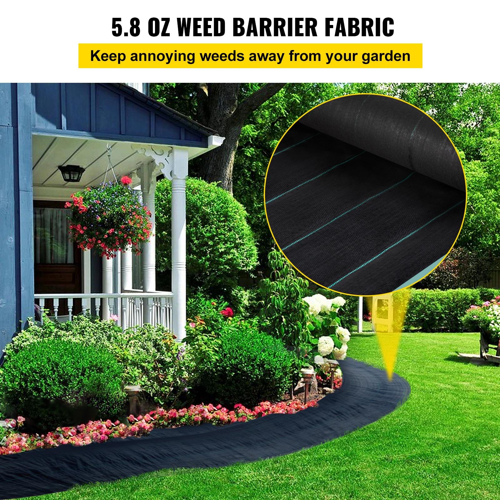 Premium Weed Barrier Garden Landscape Fabric 5OZ PP Woven Weed Control Fabric Gardening Mat Heavy Duty