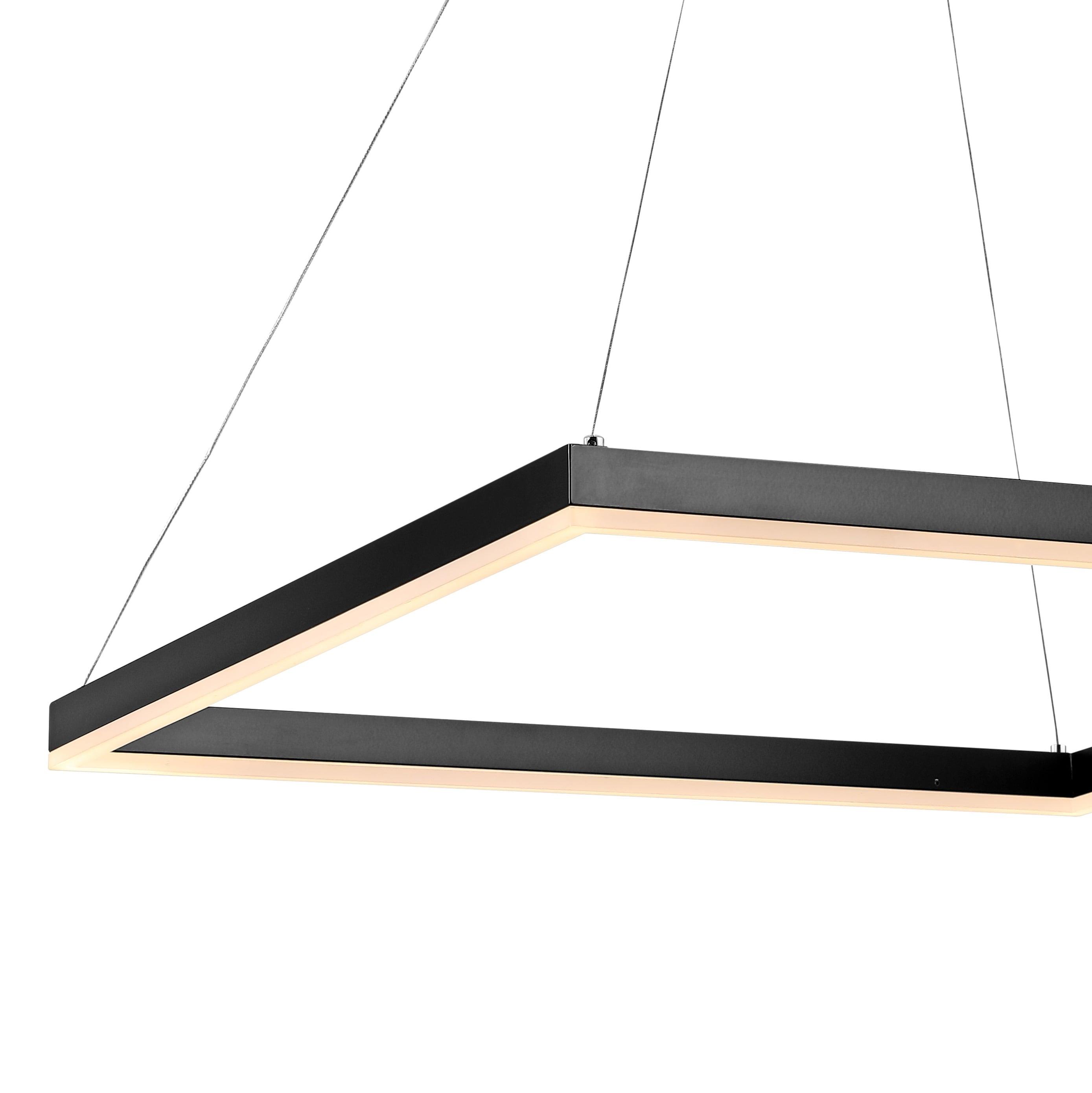 Nero 23.63" Square Contemporary Modern Metal Integrated LED Pendant Light, Black