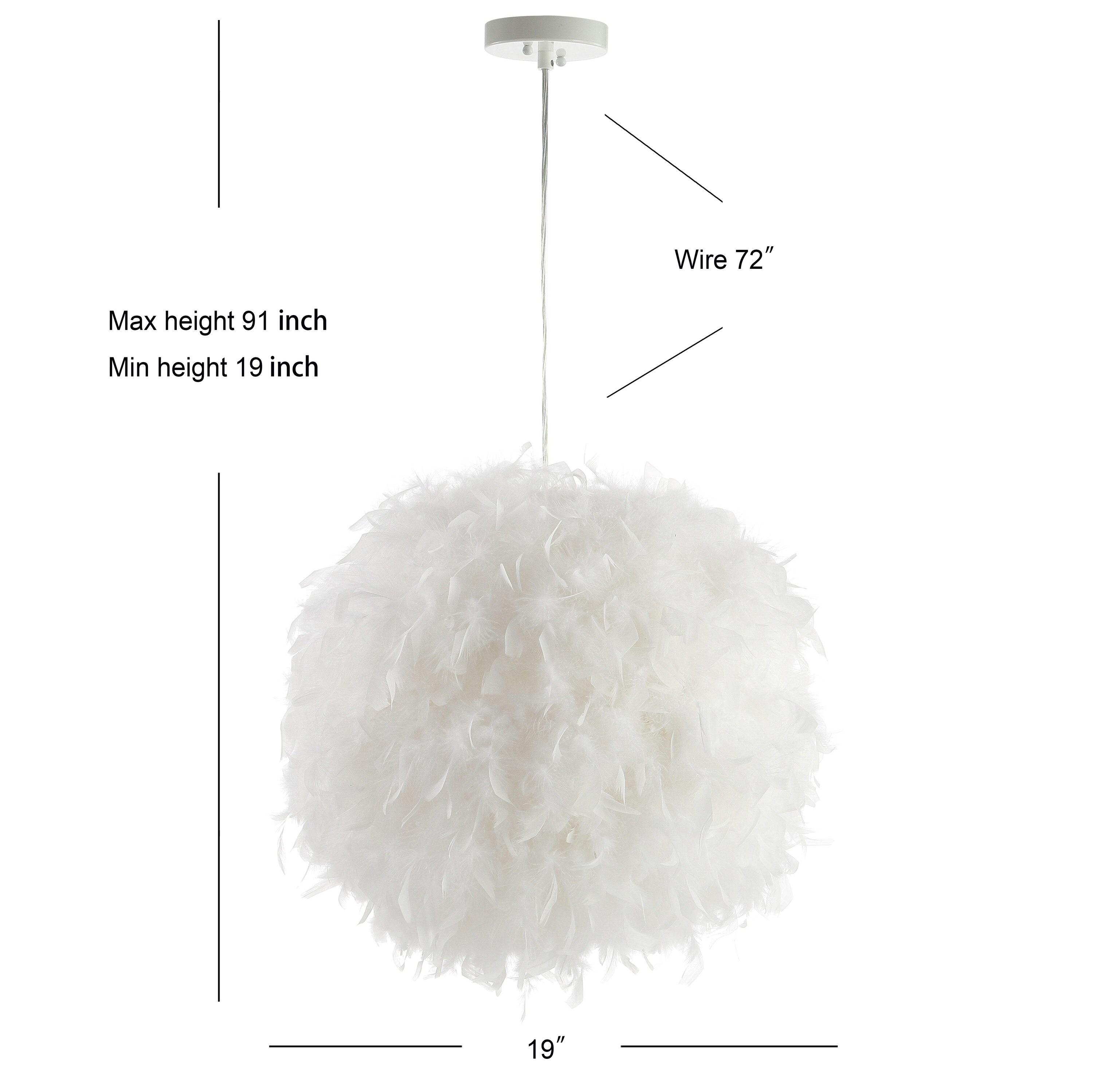 JONATHAN Y Stork 19" Feather Metal Adjustable LED Pendant, White