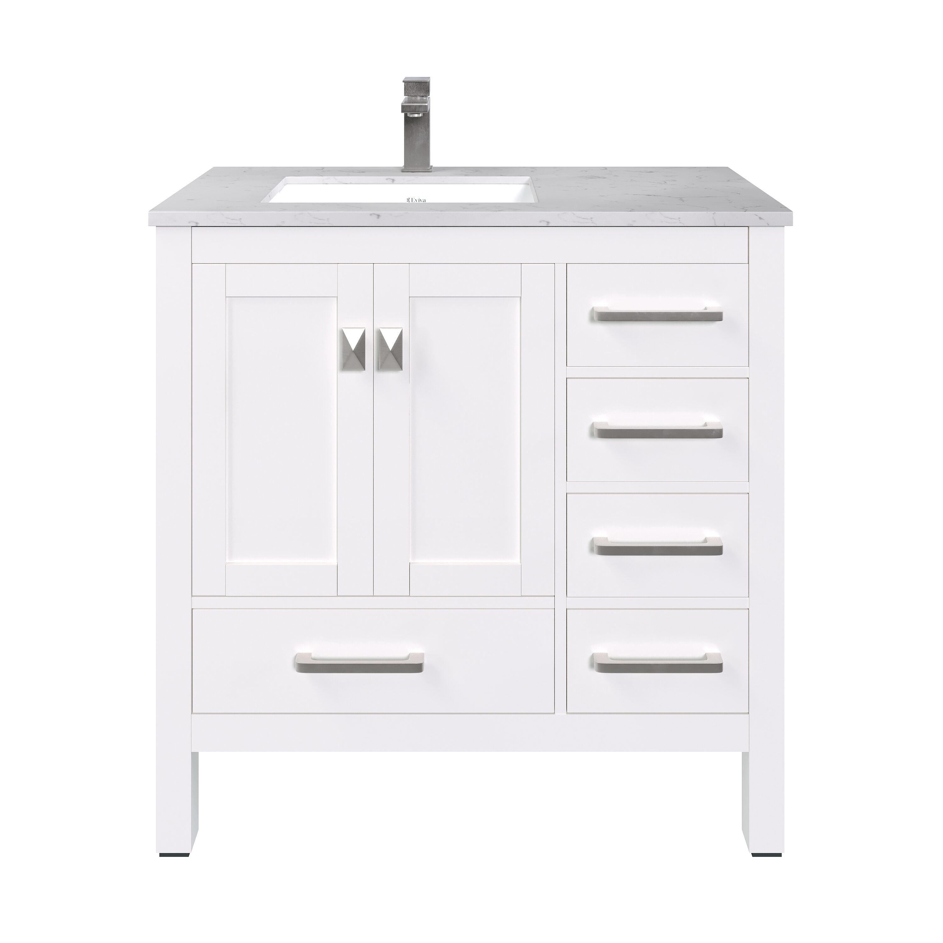 Eviva London 36"W x 18"D Bathroom Vanity with Undermount Porcelain Sink