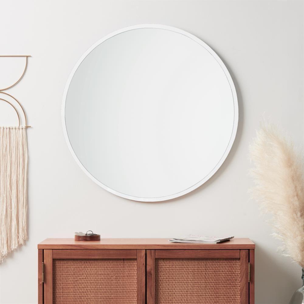 18'' White Round Rubber Framed Wall Mirror